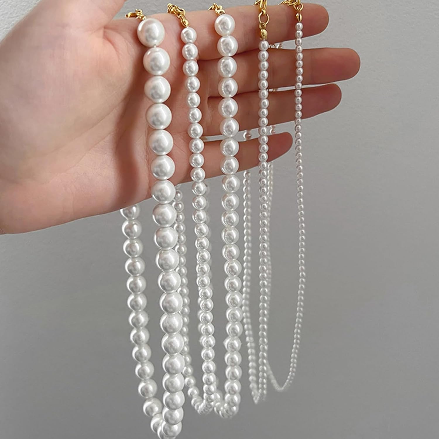 Dainty Imitation Fake Pearl 4MM-12MM Beaded Elegant Minimalist Necklace for Women Wedding Anniversary Birthday Party Prom Cosplay Costume Vintage Delicate Collar Jewelry