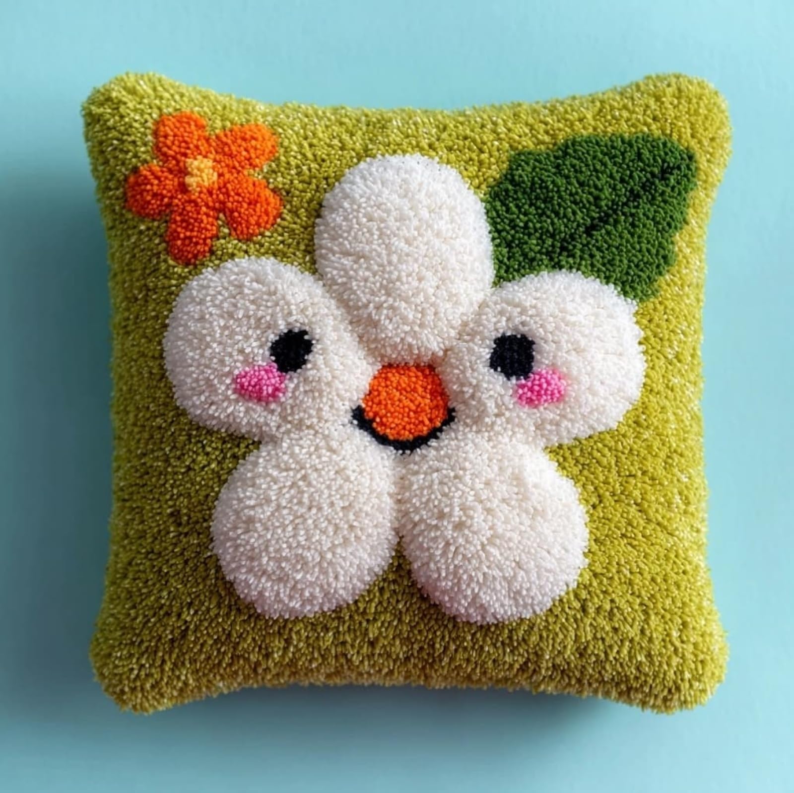 WallustrioaW DIY Latch Hook Cushion Kits 43x43cm,Frangipani