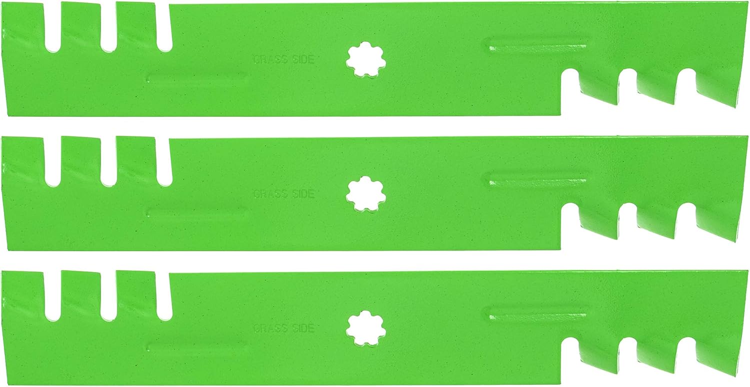 8TEN LawnRAZOR Mower Blade Set for John Deere 145 155C 48 Inch Deck GY20852 AM141035 GX21784 (Toothed Mulching)
