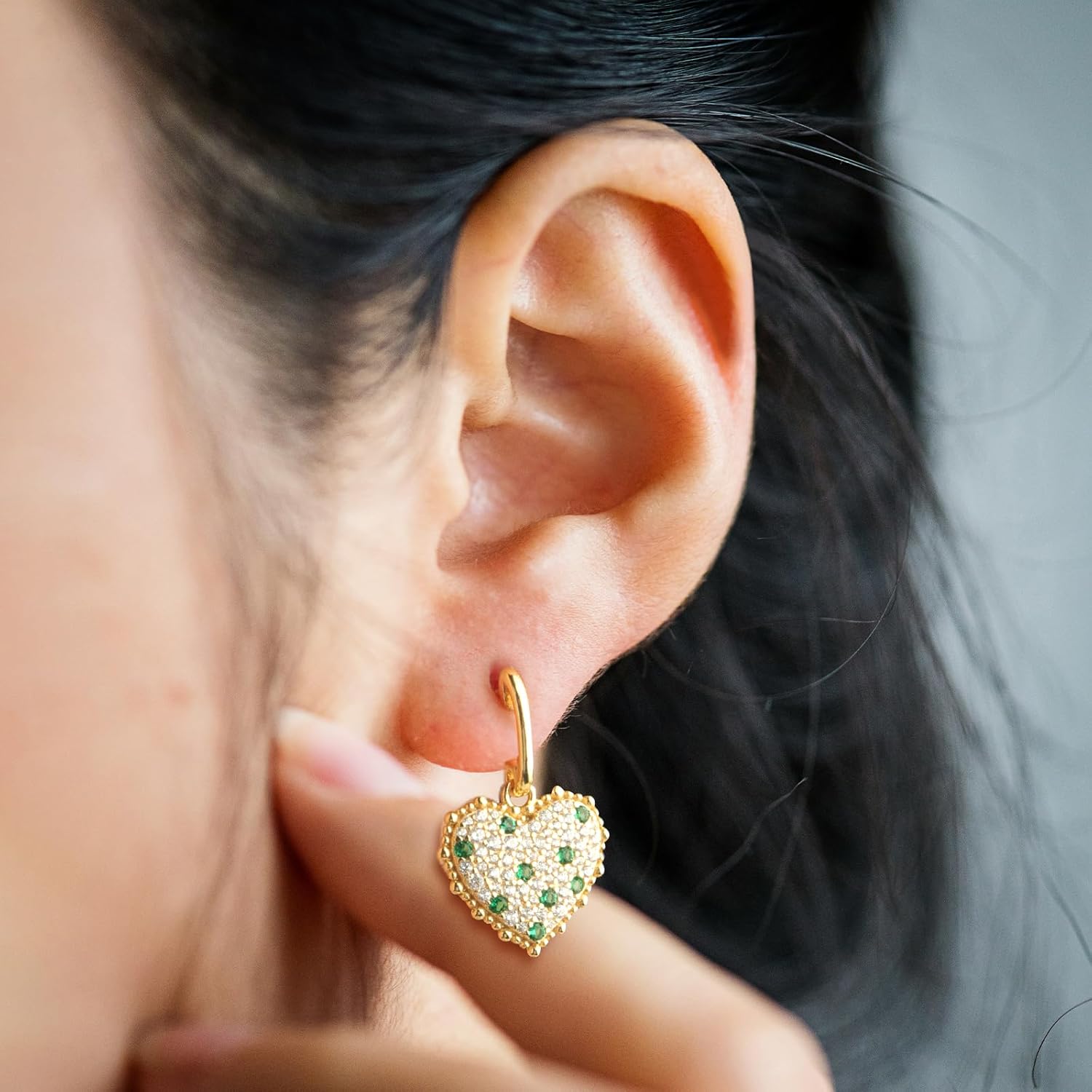 LEONIDS 14K Gold Plated Cubic Zirconia Love Heart Dangle Earrings for Women Trendy 925 Sterling Silver Jewelry Gifts for Her Birthday - Image 3