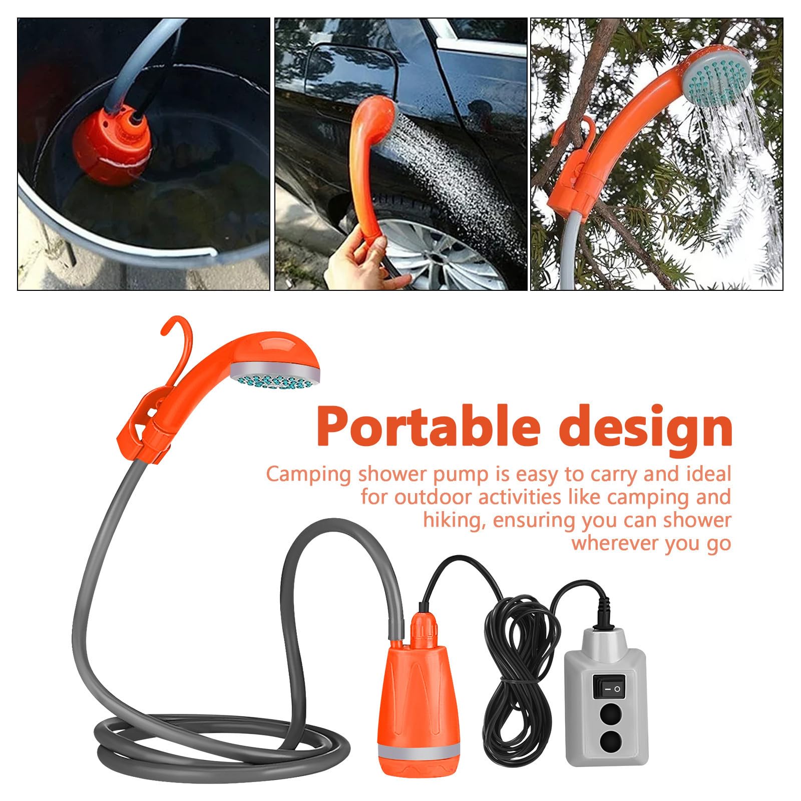 Zerodeko Ducha Portátil de Camping Recargable 2200 Mah Bomba Integrada