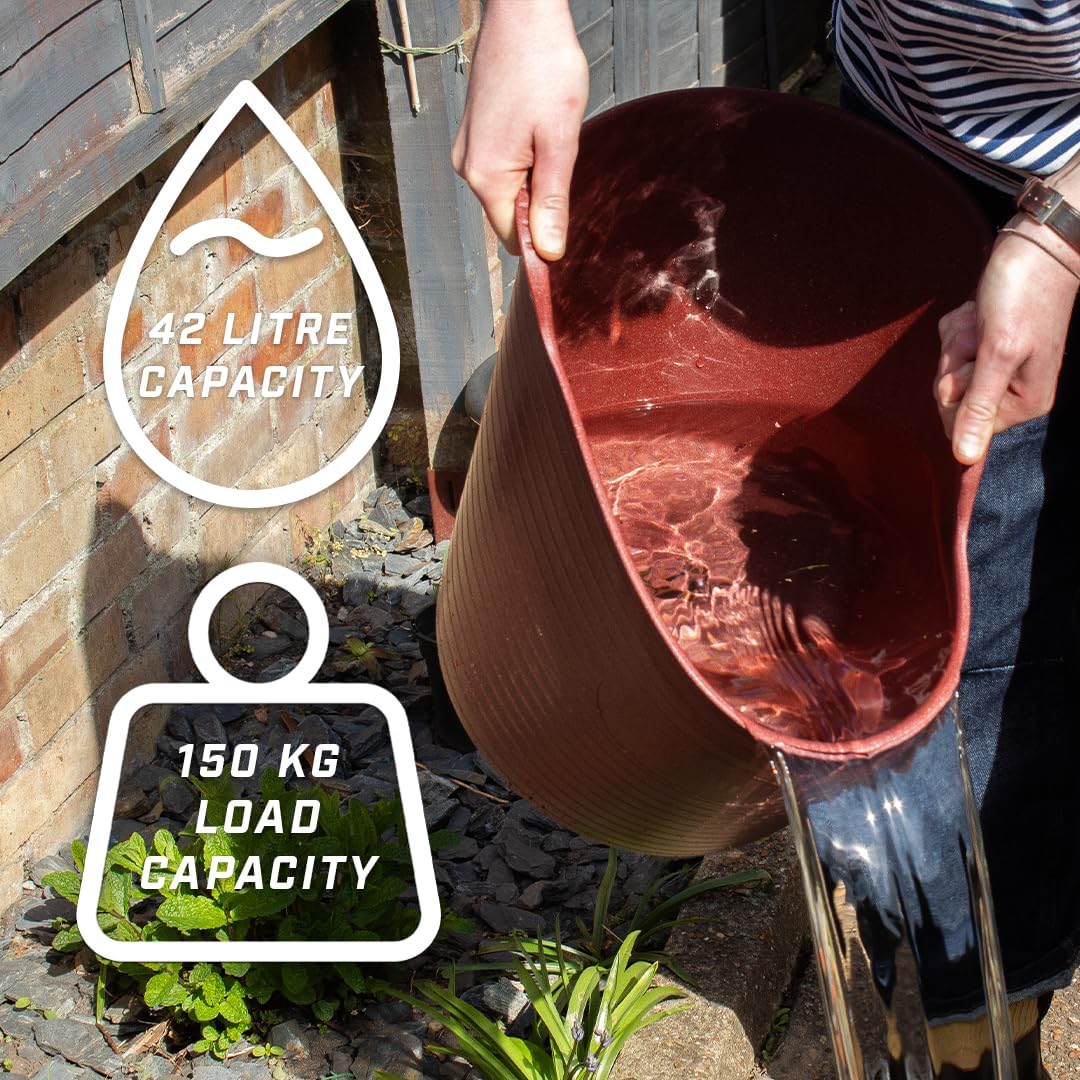 Faithfull Eco Flex Tub, Multi-Purpose, Durable & Sustainable Flexible Bucket with Reinforced Handles – 42 Litre (9gl), Red