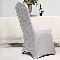 Vista 16 de Efavormart - Juego de 1 juego de fundas elásticas para sillas de banquetes de elastano negro para sillas de comedor con respaldo metálico brillante