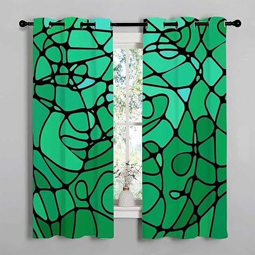 Miniatura 1 de Cortinas para Sala Green Mosaic Decor Retro Mosaic Curtains for Doorways Garage Curtain 85Inch Width by 108Inch Length,2 Panels