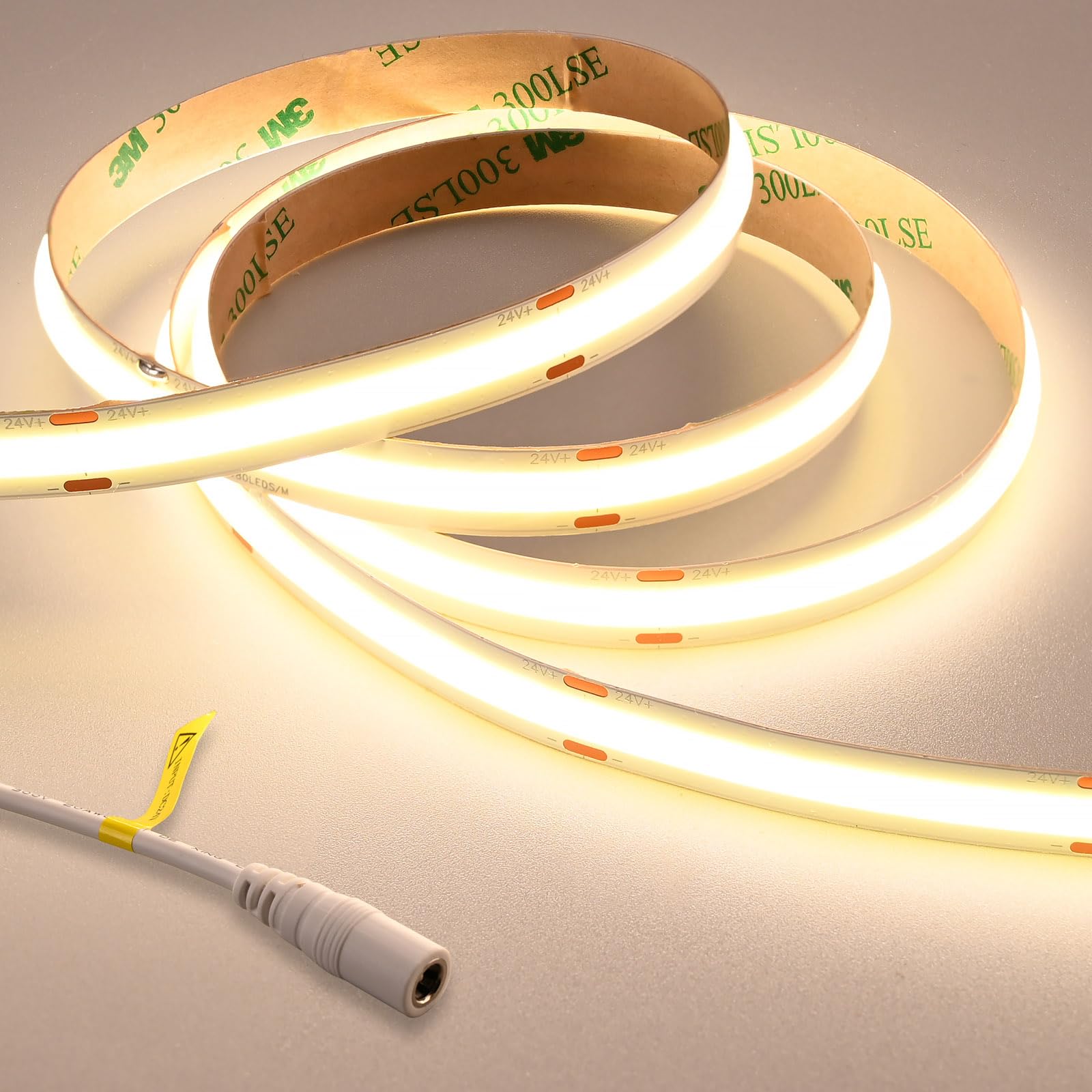 GOMING 24V Super Bright COB LED Strip Light Natural White 4000K 5M 2050LM/M