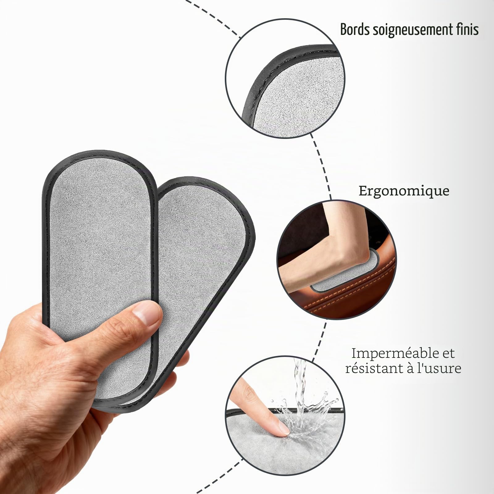 Grises pour Coussin pour Genoux Voiture, Repose Coude de Voiture en Cuir, Coussinets D'accoudoir de Porte Ergonomiques, Faciles à Utiliser, Elles Soulagent la Pression sur les Jambes