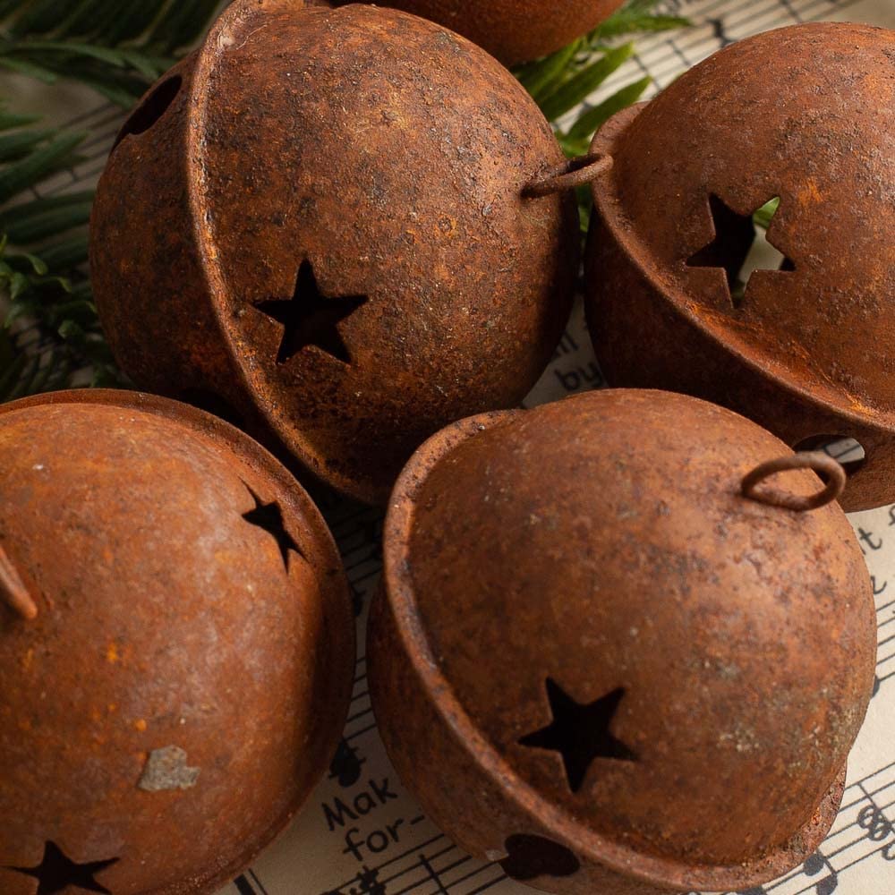 Pack of 12 Rusty Tin Christmas Jingle Bells by Factory Direct Craft - Rustic Metal Holiday Sleigh Bells for Christmas Decorations and Primitive Crafts (2-1/2