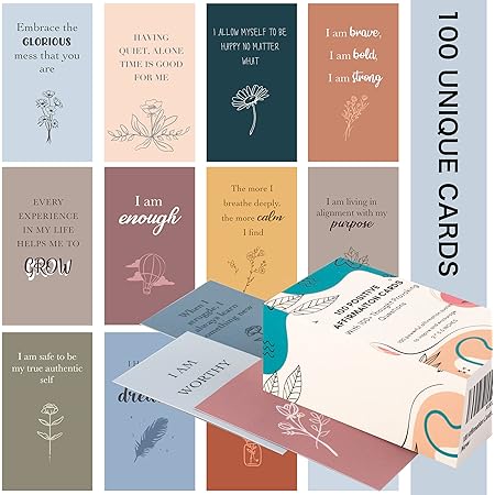 100 Affirmation Cards for Women and Men With 150+ Thought-Provoking Questions, Unique Affirmation cards for stress Relief, Meditation and Self Care Gift For Women and Men.