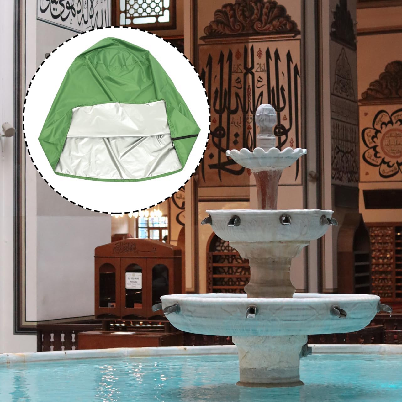 Milisten Outdoor Fountain Cover Oxford Tarp Weatherproof Garden Cover x Drawstring for Fountain Patio Furniture Statue Protection