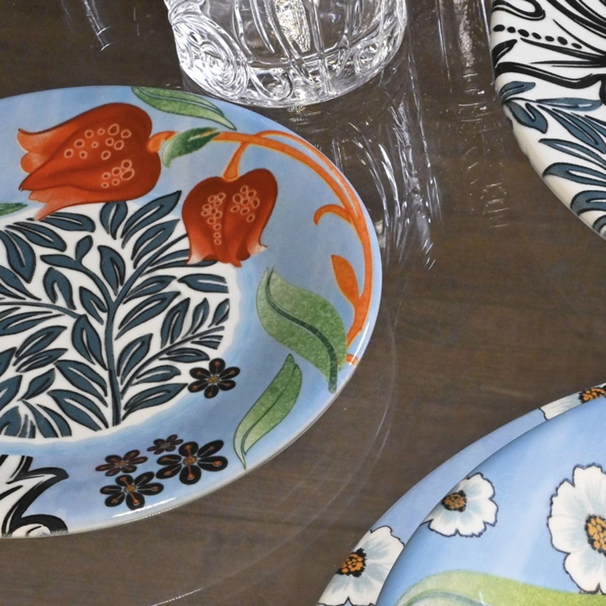 Wald Collezione da Tavola di Piatti Piani, Fondi, Frutta, Insalatiera e Portata in Ceramica, Decoro Tulipano, Lavabili in Lavastoviglie (Set Completo 20 pz)