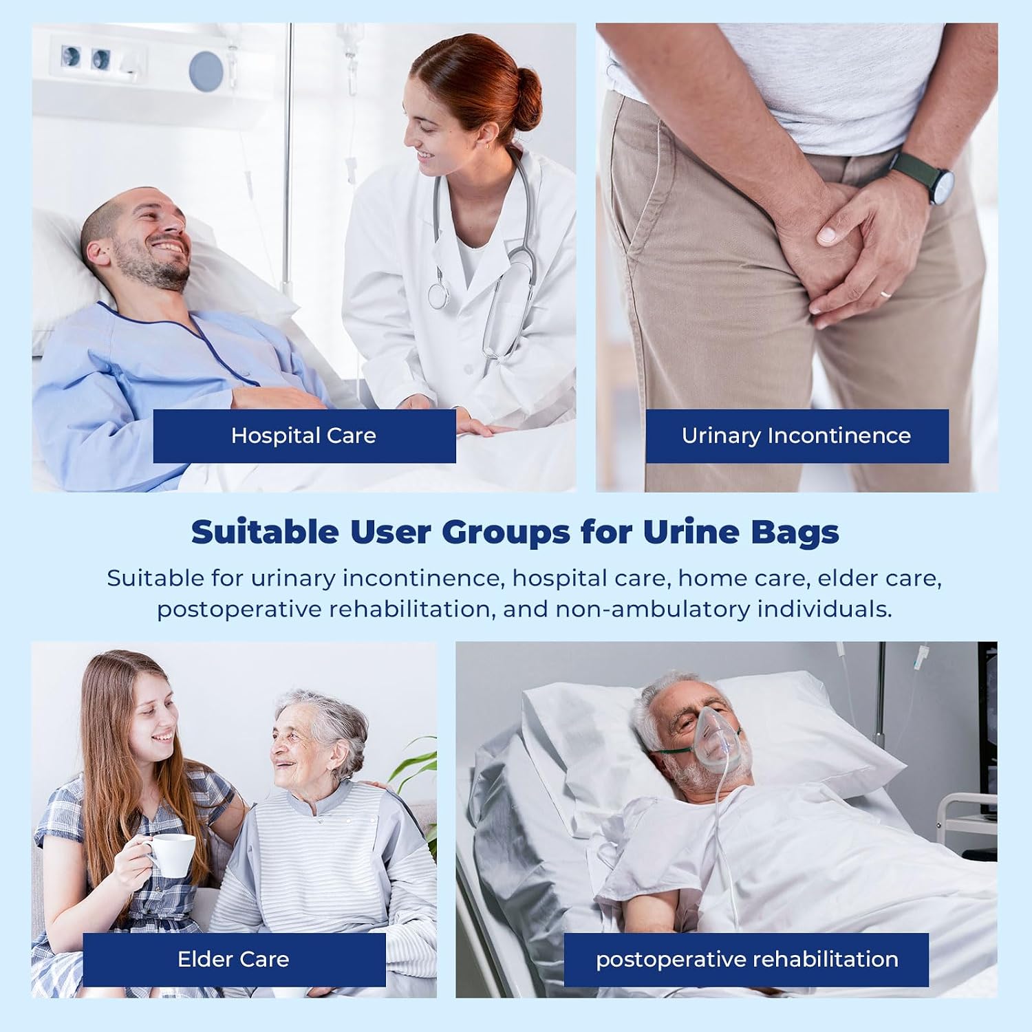 10 Pack Urine Drainage Bags with Adjustable Straps,Anti-Reflux Valve,750ML