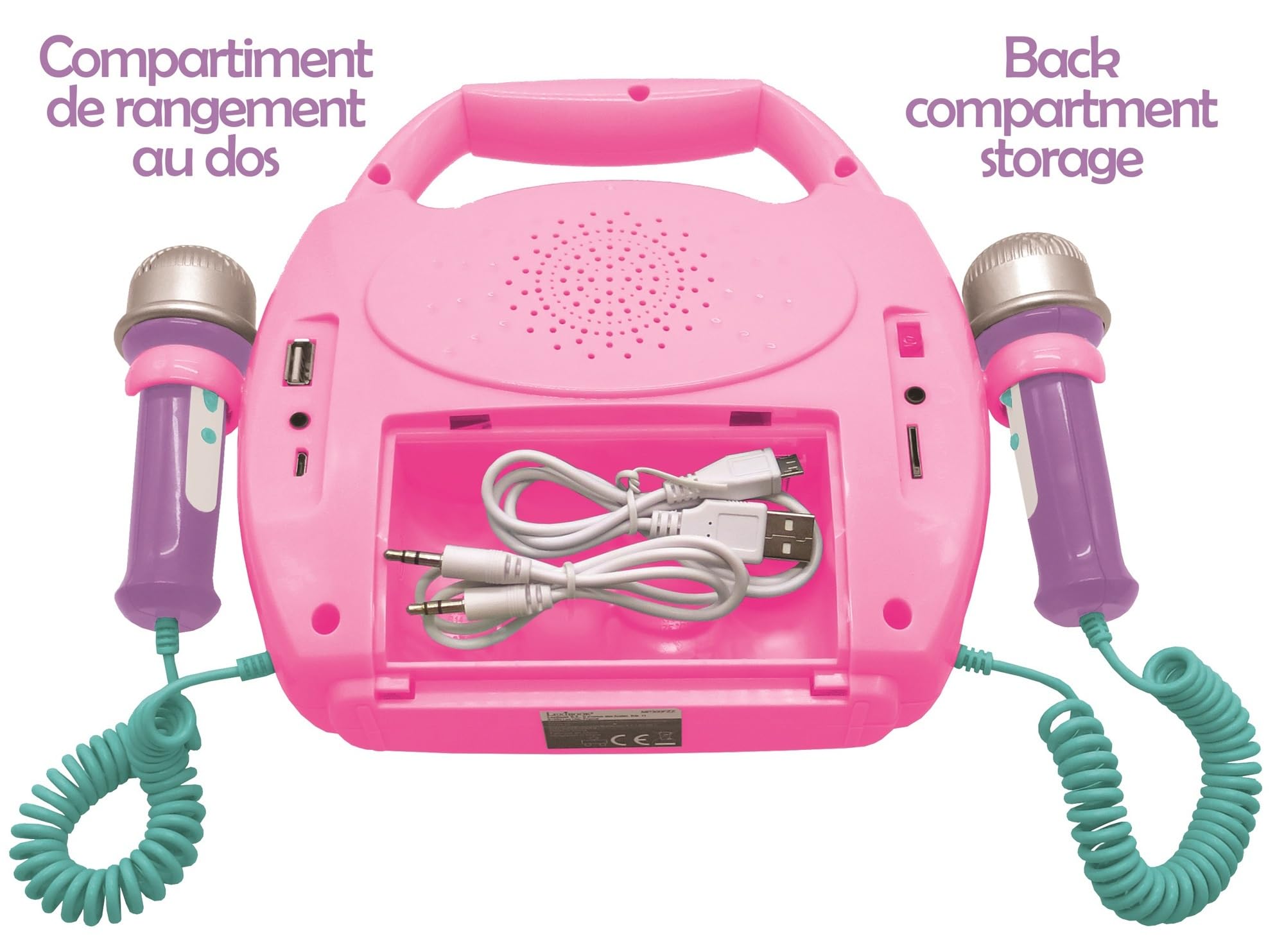 Lexibook Unicorno - Lettore Musicale Karaoke Portatile per Bambini - Microfoni, Effetti di Luce, Bluetooth, Registrazione vocale e funzioni di Modifica, batterie Ricaricabili, Rosa, MP320UNIZLXB