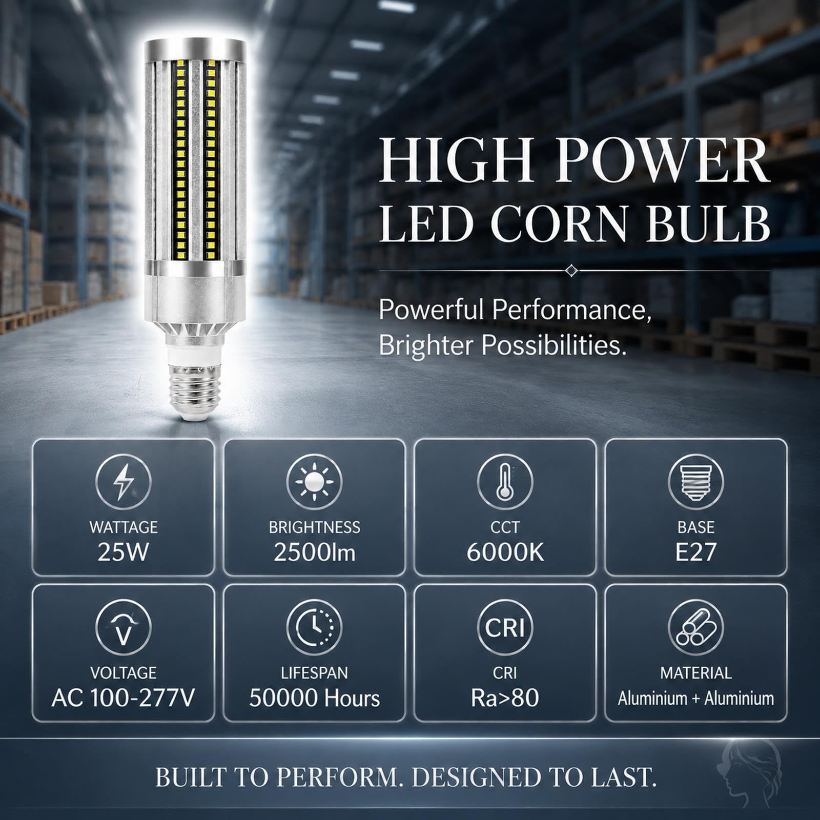 Bombilla LED maíz E27 Luz fría 6000K 25W 2500LM no regulable garaje