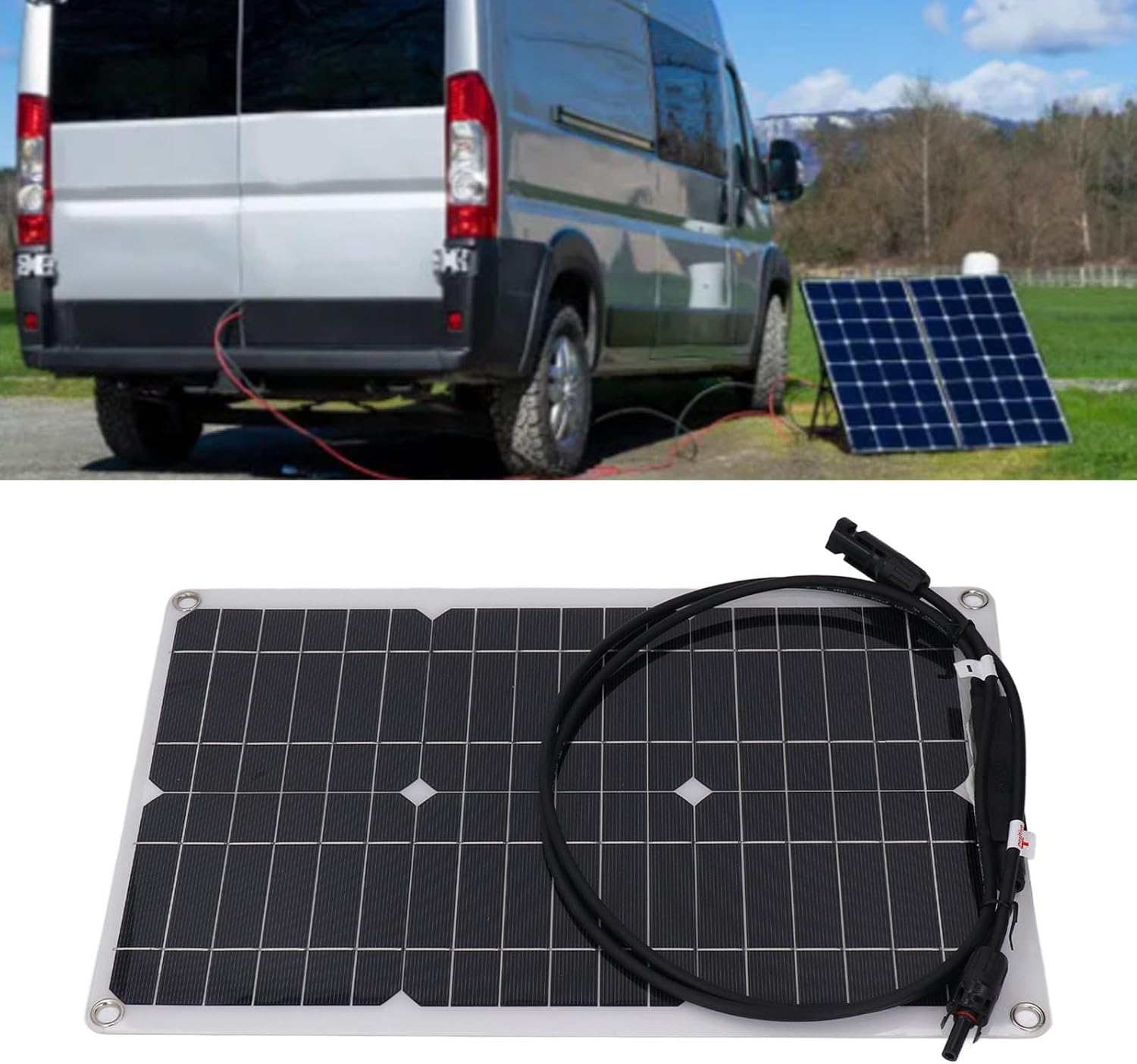 20W 18V Flexible Solar Panel, Monocrystalline Solar c harge Board for 12V Battery, Security Camera, System, Marine RV Cabin Van Car, Compact and Lightweight