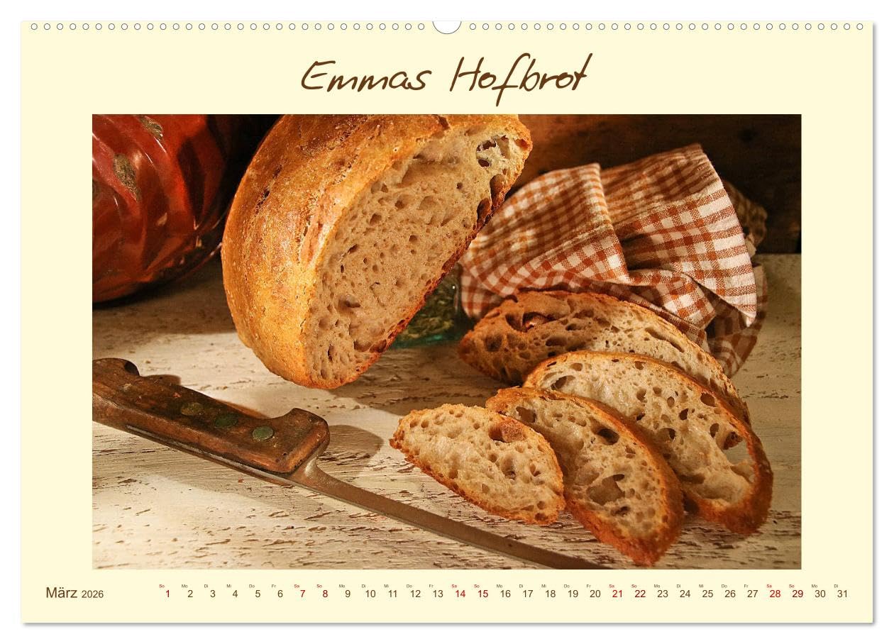 Mein liebstes Brot (hochwertiger Premium Wandkalender 2026 DIN A2 quer), Kunstdruck in Hochglanz: Hausgebackene Sauerteigbrote mit Rezeptverweis (CALVENDO Lifestyle)