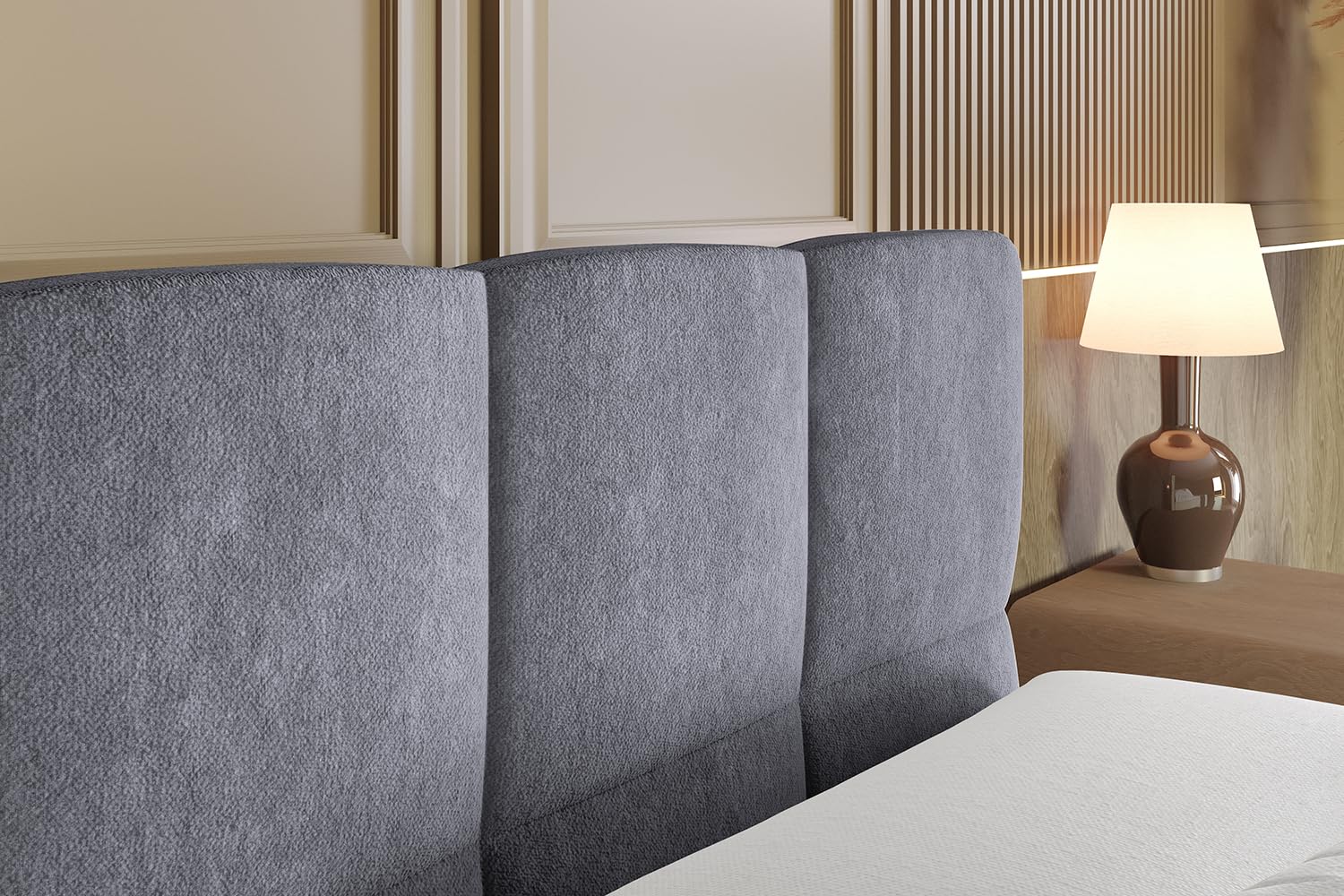 ALTDECOR Boxbett mit H3 H4 Matratze LIRO King - 180x200 - Dunkelgrau