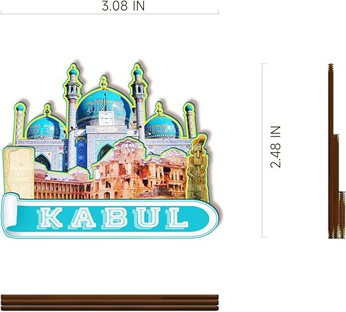 Miniatura 3 de Imán de madera de Kabul Afganistán 3D para nevera, recuerdos coleccionables, decoración hecha a mano, artesanías 2