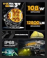 Vista 9 de Auxbeam V-Ultra Series - Faros antiniebla ámbar tipo cápsula de 3 pulgadas y 108W, función DRL, 3 modos y cubiertas protectoras, barra de luz