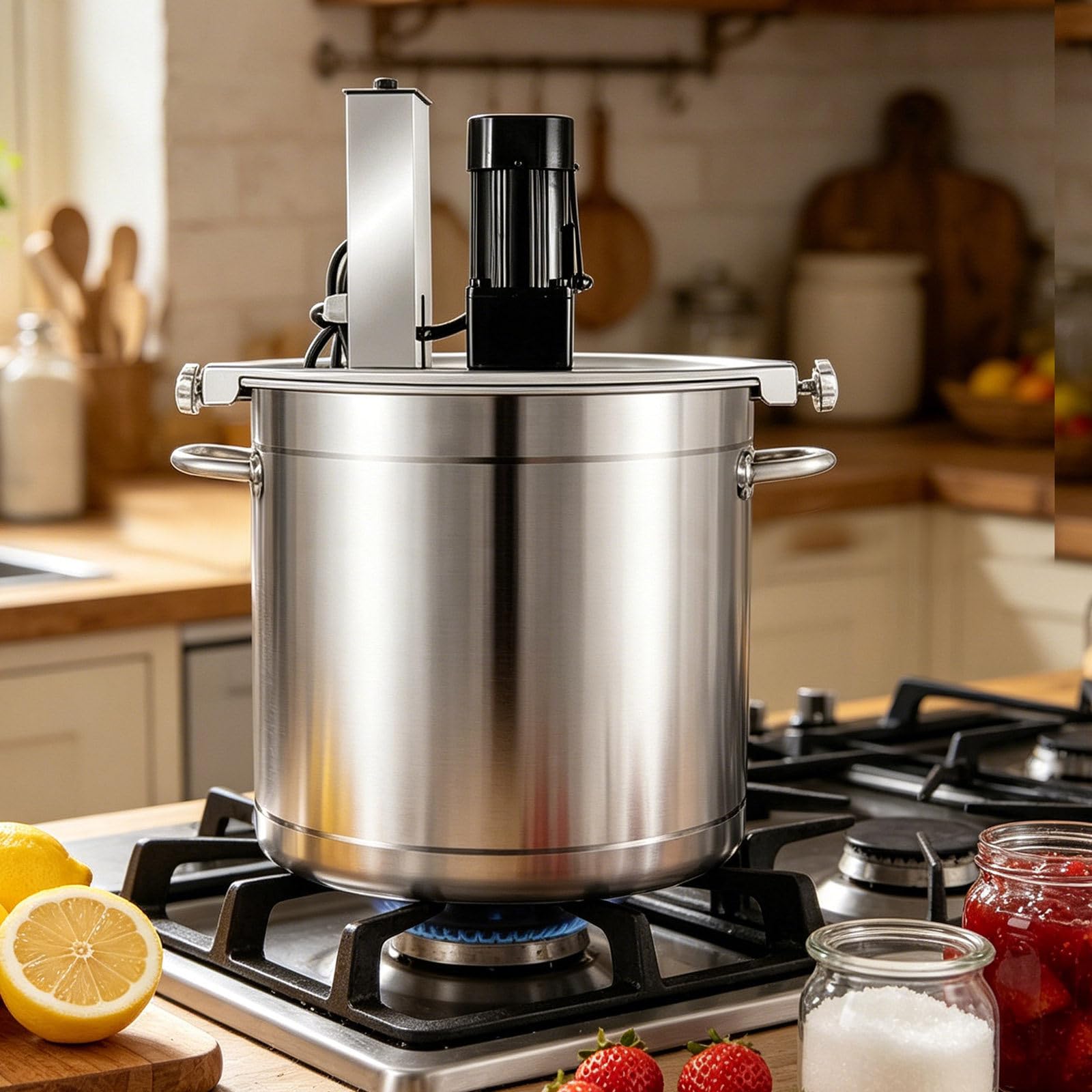 AETEREOS Automatic Food Mixer - 30L Commercial Food Mixer, 4 Blade Stirring Scraper, for Making Jam, Sauce, Filling, Hot Pot, Adjustable Stirring Speed 50L