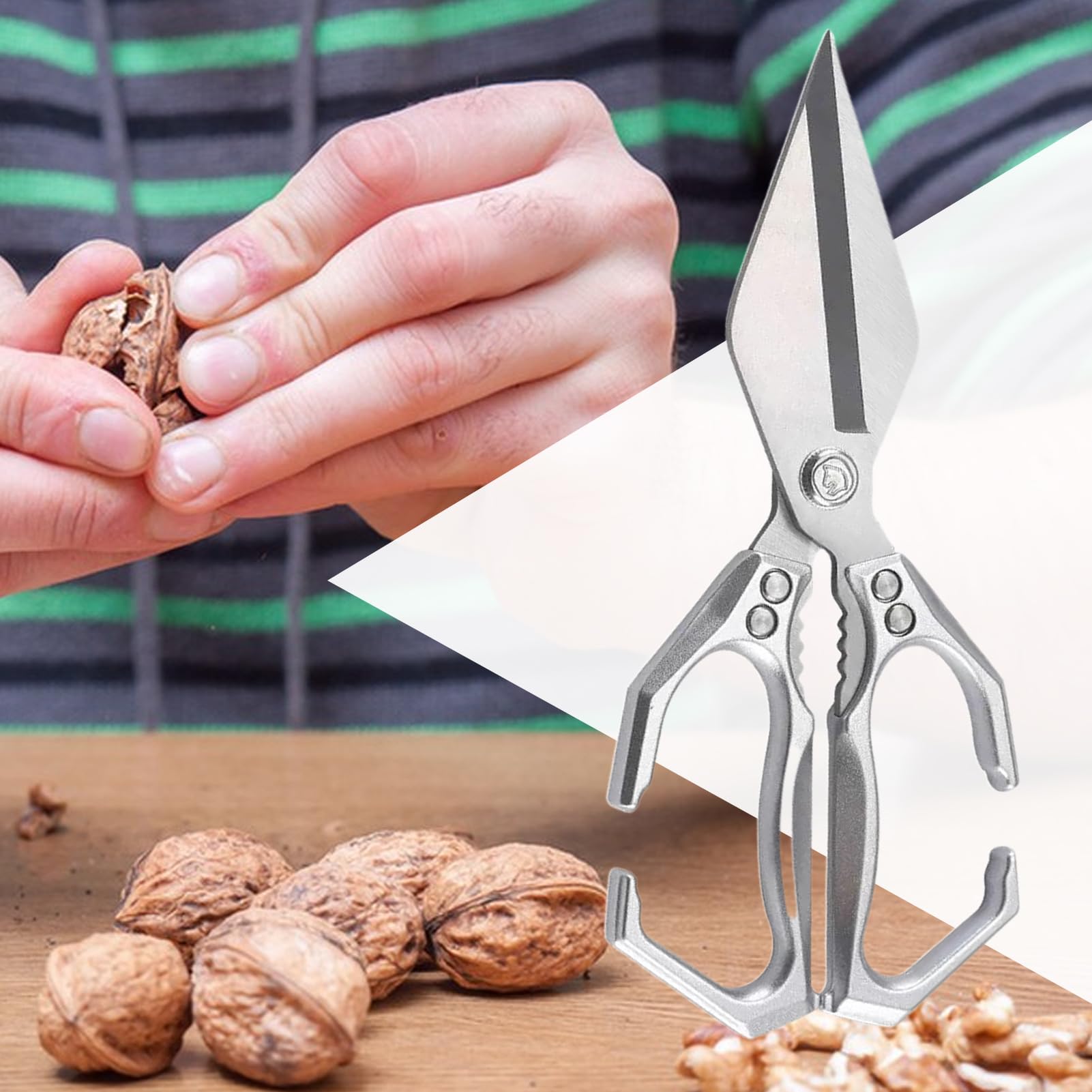 Tijeras de Cocina Abre Nueces Cortador Antideslizante Frutas Verduras Pato | Tijeras de Cocina de Acero Inoxidable para Carne para barbacoa camping pesca repostería picnic cocineros