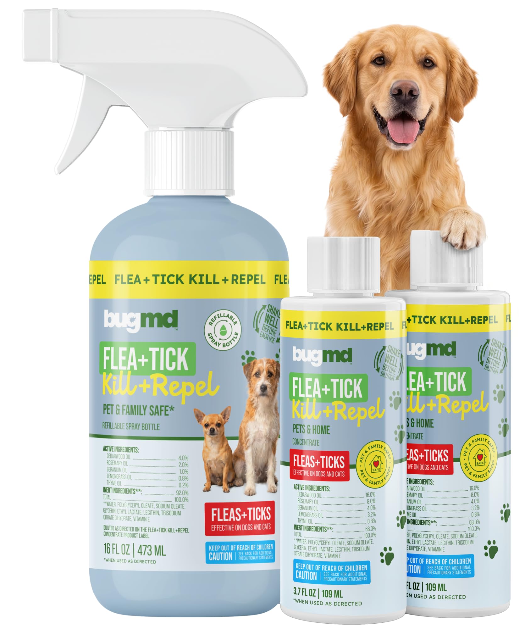 BugMD Flea and Tick Spray for Dogs - Kills &amp; Repels on Contact