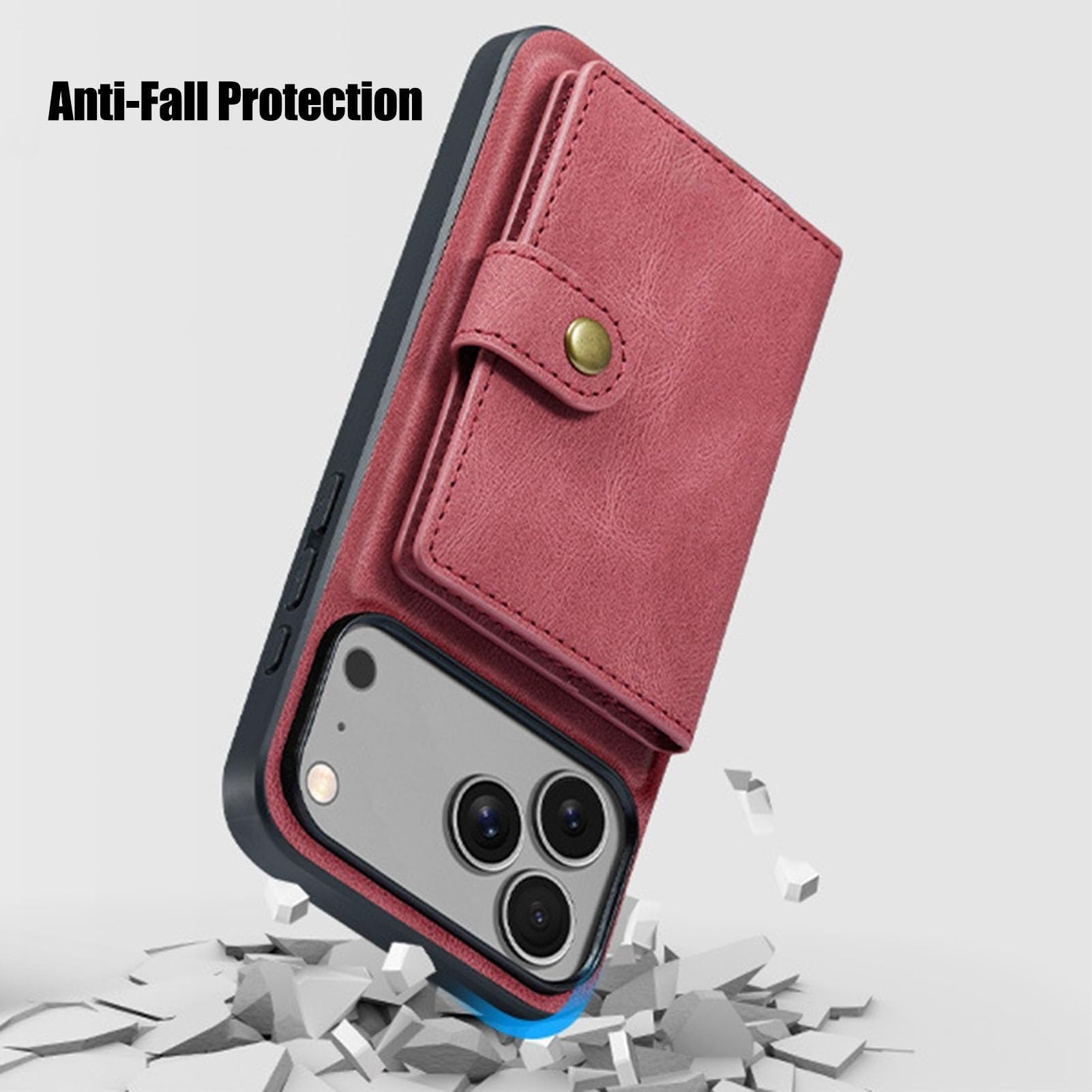 Etui na iPhone'a 17 Pro Max/17 Pro/17 Air/17, odporna na zarysowania powłoka ze skóry PU z wkładaniem karty, magnetyczny uchwyt zatrzaskowy (niebieski, 17 Pro)