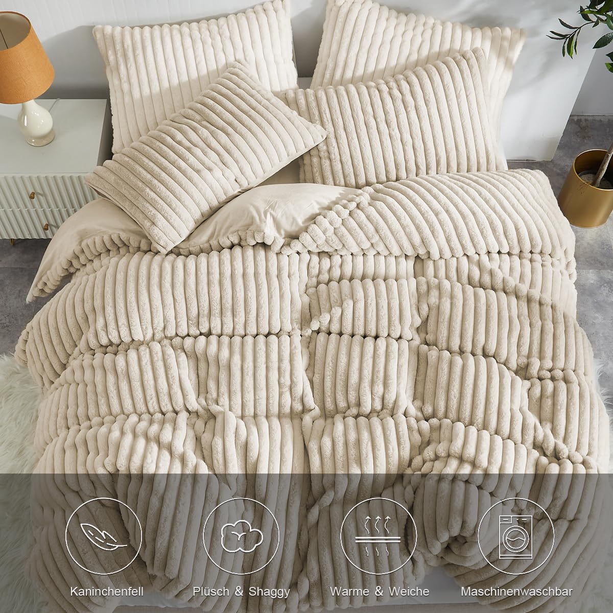 Lanqinglv Kussensloop 40 x 80 cm, set van 2 stuks, pluche, flanel, wollig, sierkussensloop, dubbelpak, roze, winter, hoofdkussenset
