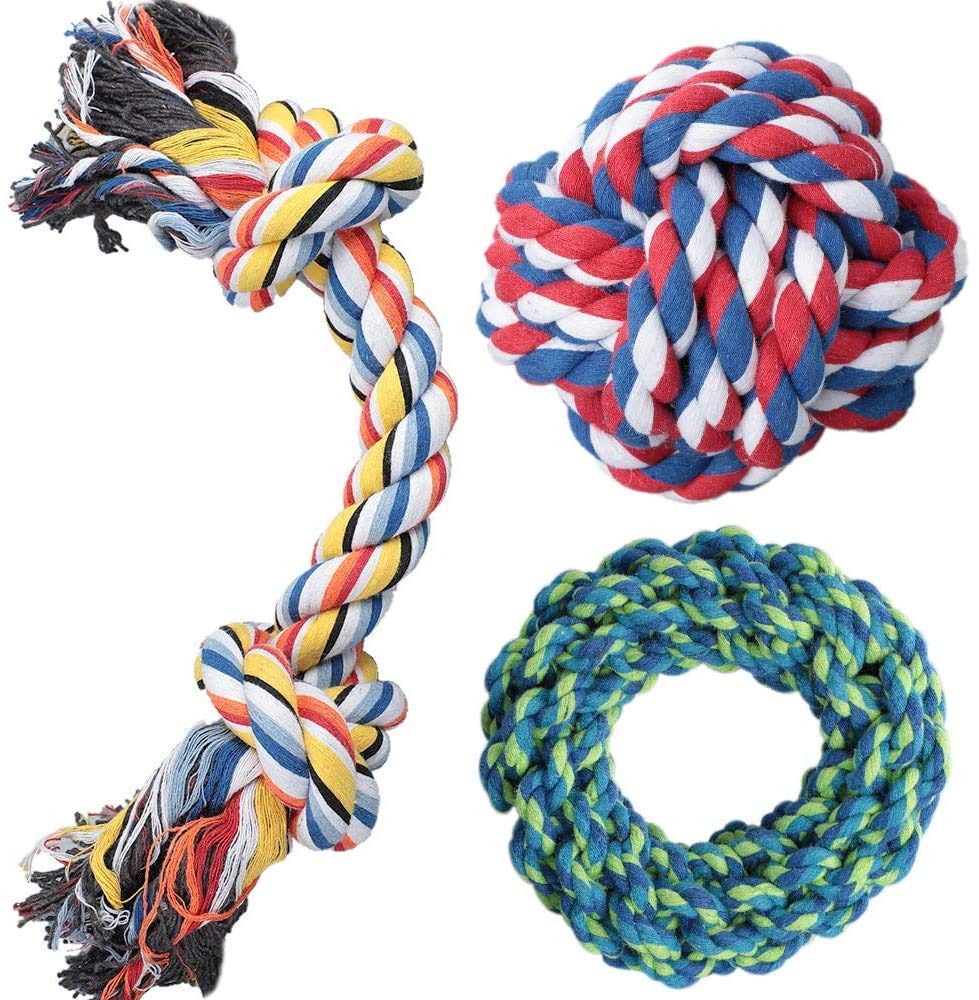 Pet Guard Dog Rope Toy, 3 Pack Dog Chew Toys, Dog Toys Set with 100% Natural Cotton, Dog Toys for Large Dogs (B08YGV4SQ1) Amazon Price History, Amazon Price Tracker