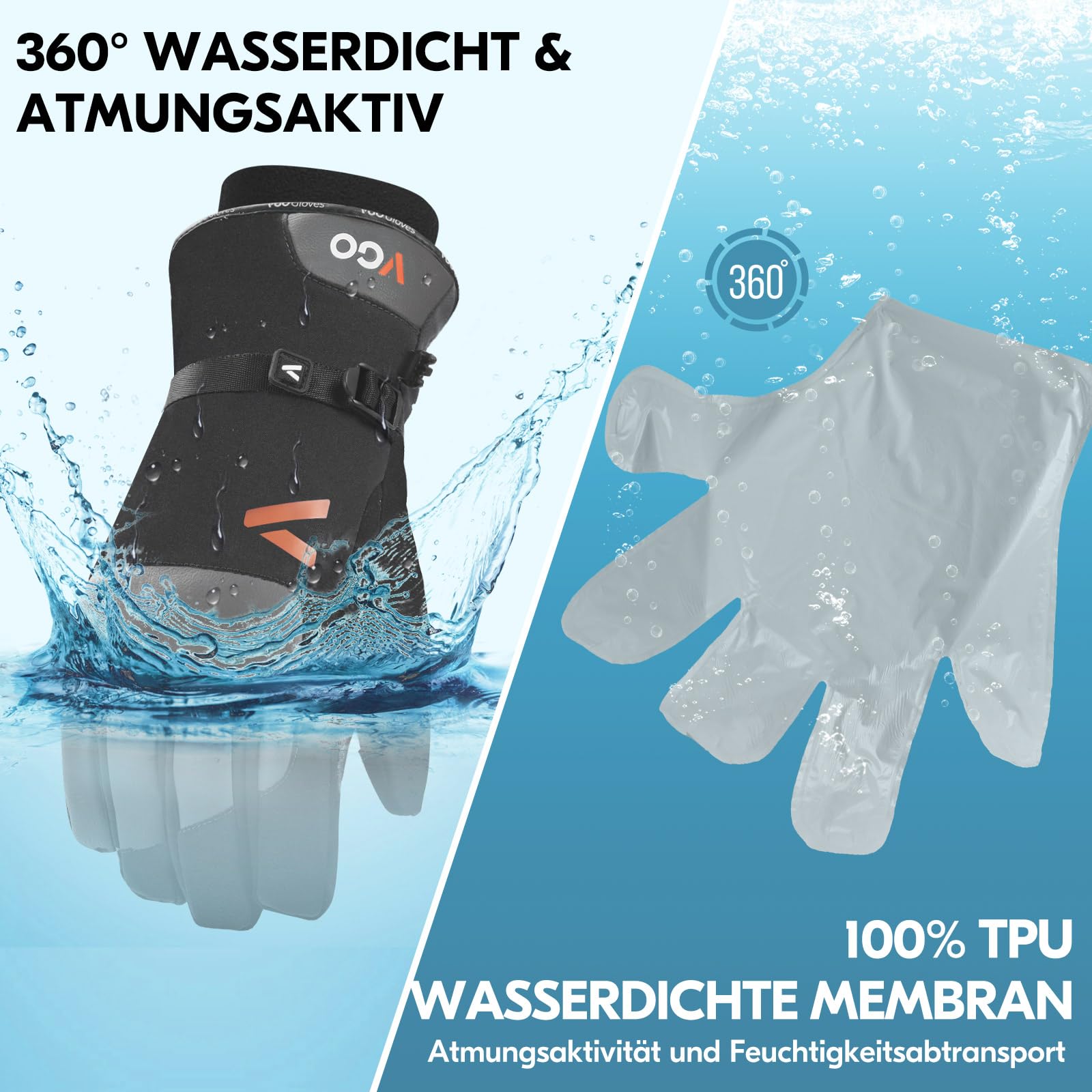 Vgo...-20 °C Herren wasserdichte isolierte Leder-Winterhandsc(CA7759FW,L)