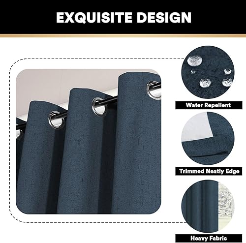 Miniatura 7 de Cortinas opacas 100% de lino texturizado antiguo, para dormitorio o sala de estar, para ahorrar energía, tejido de yute con forro aislante térmico