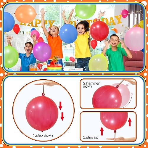 Miniatura 4 de 48 globos de perforación, globos de perforación para niños, globos de neón con banda de goma para carnaval, diversión, bolsa de regalo, regalos de