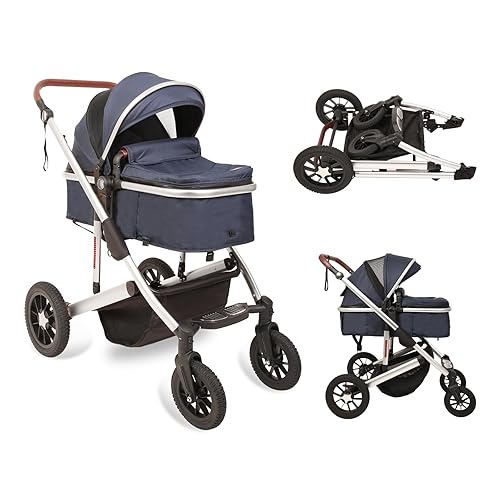 Trenana Cochecito de bebé 2 en 1, cochecito de bebé de paisaje alto, cochecito reversible para cuna, respaldo y toldo ajustables, cochecito plegable