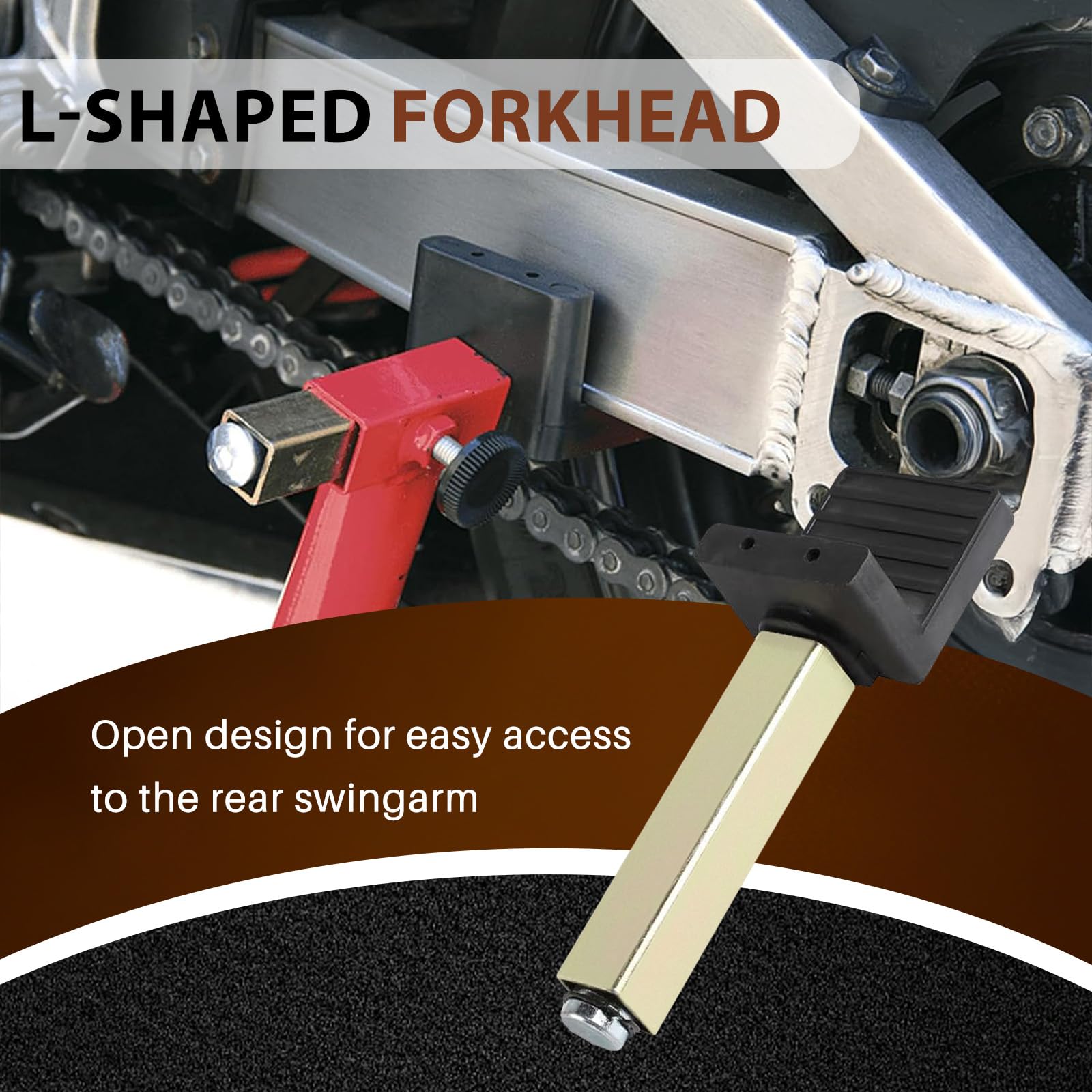 Kit adaptateur de béquille de roue moto - Crochet de trépied pour levage de moto - Roue avant et arrière - Cric de moto - Support de service avant - Bras oscillant - Liftin - Support de roue