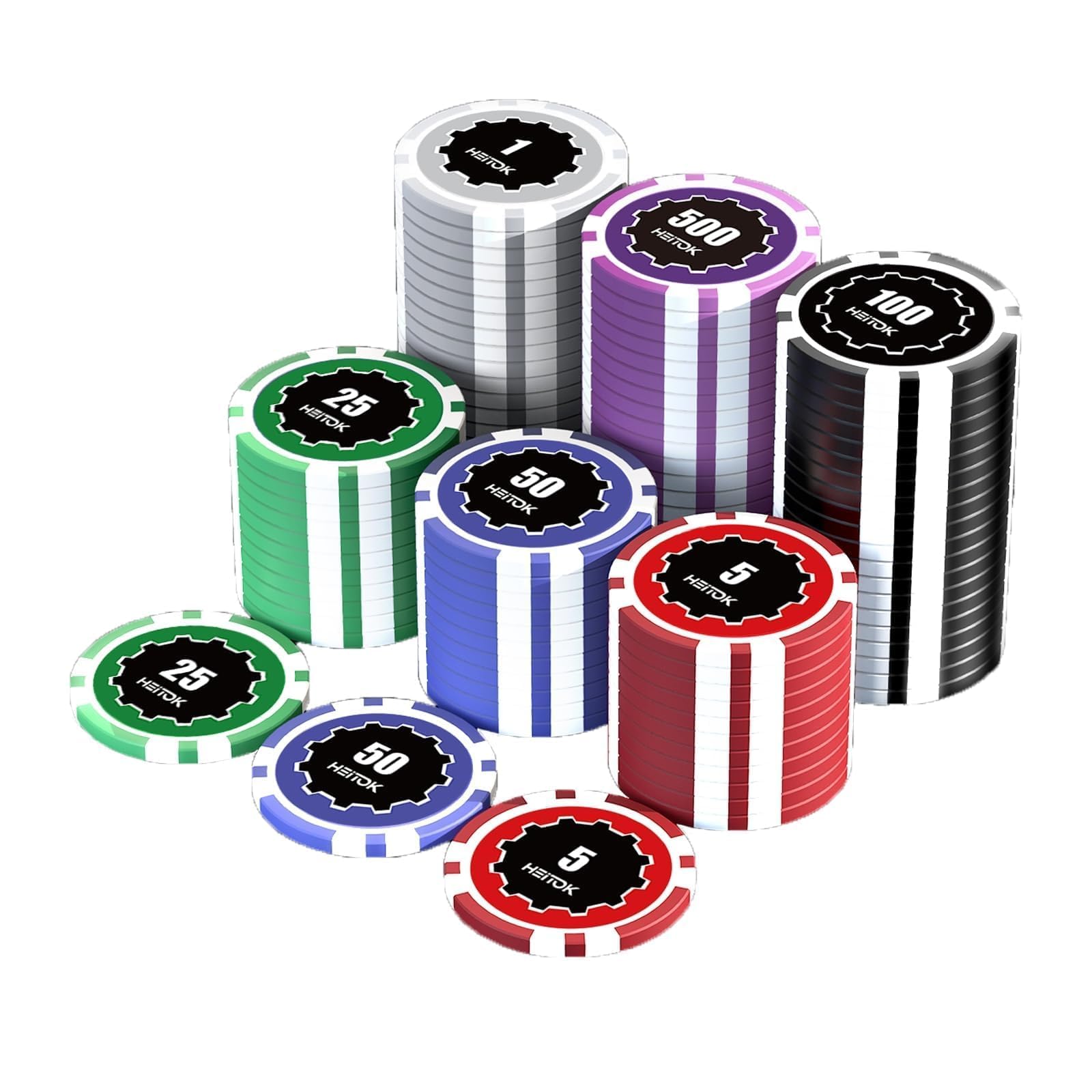 Poker Set with Denominations, 100pcs 11.5 Gram Poker Chips Bulk in Cardboard Box from $1 to $500 for Casino Games