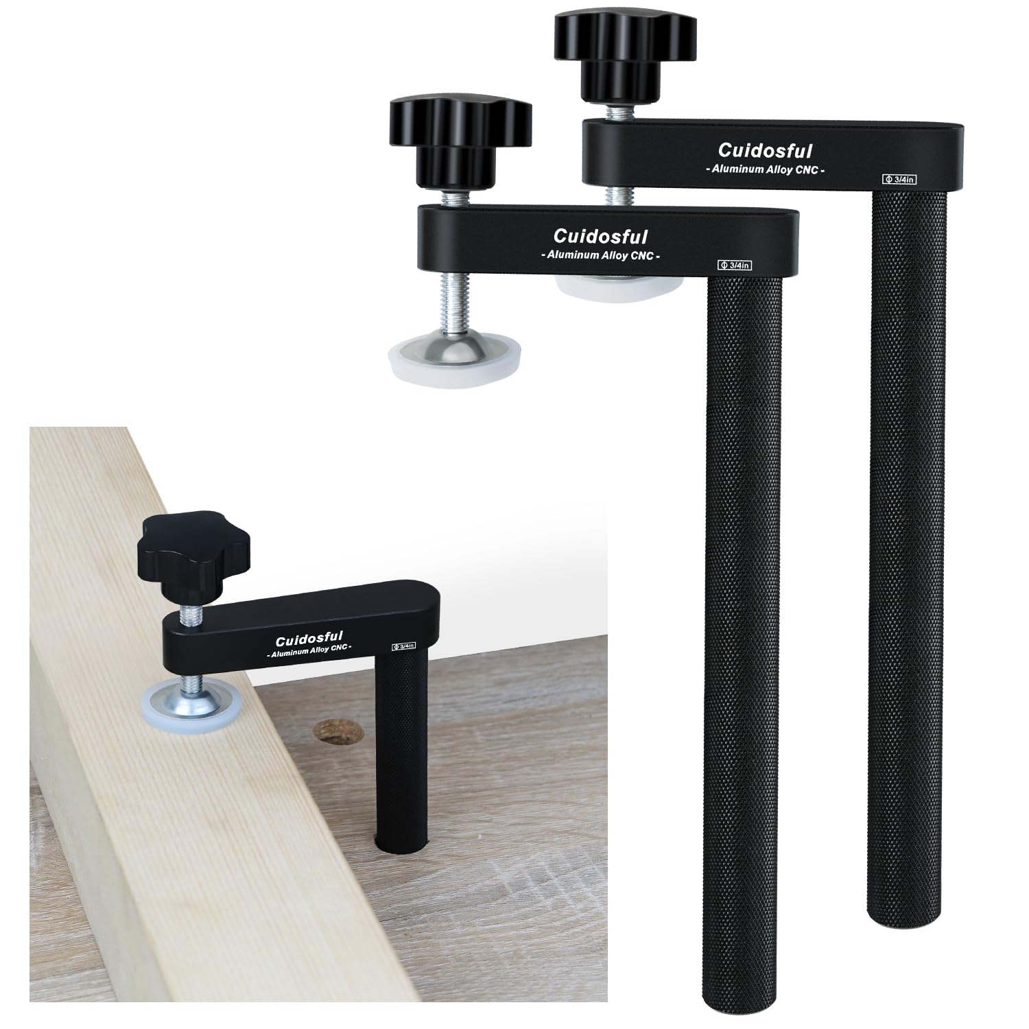 Cuidosful 2-Pack 3/4" Bench Dog Clamps, Dog Hold Clamp Secure Woodworking Clamps For Woodworking, Anti-Twist, Compatible with 19mm Workbenches, for Craftsmen & DIYers