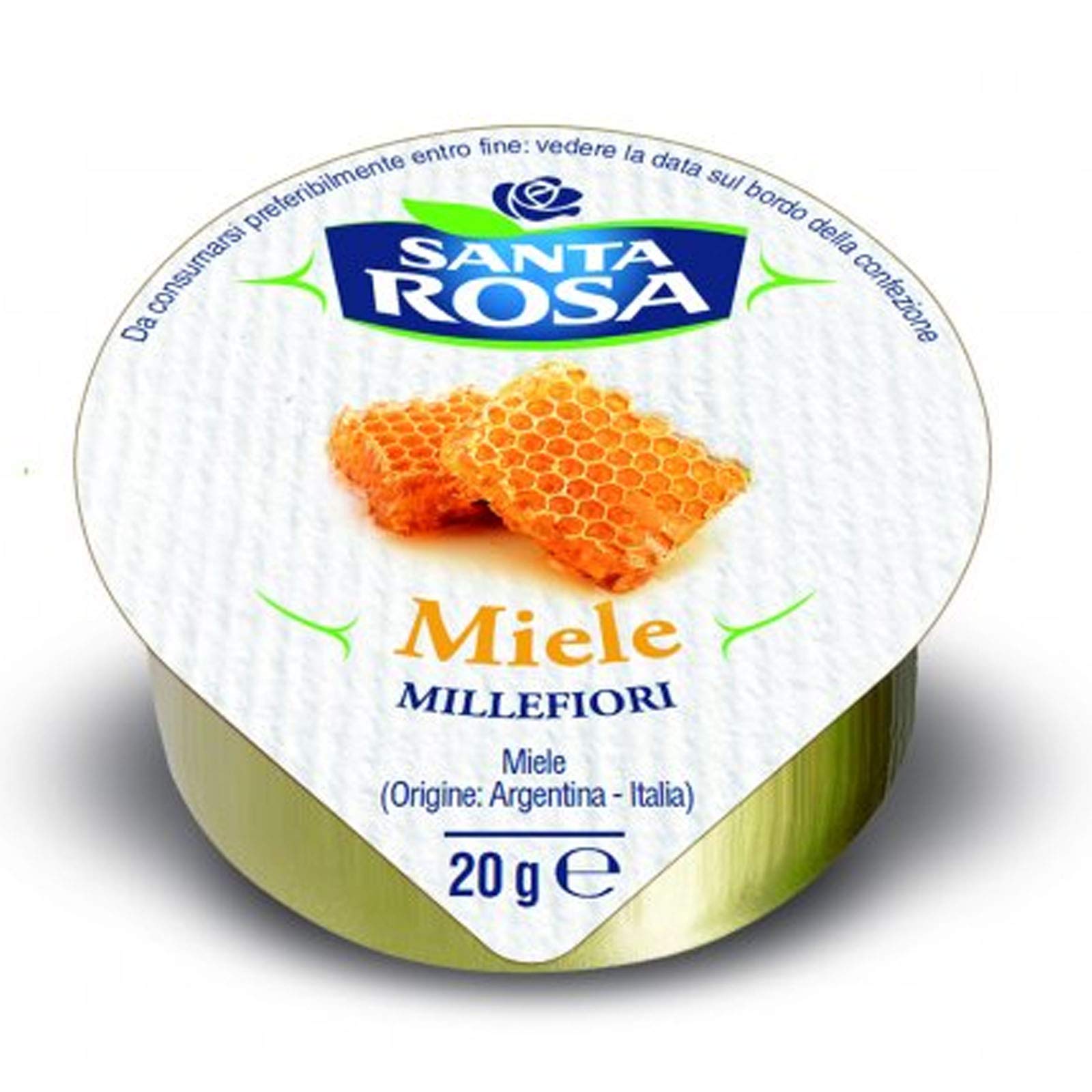 120 VASCHETTE MONOPORZIONE CONFETTURA EXTRA MIELE MILLEFIORI SANTA ROSA 25 GR ALLUMINIO