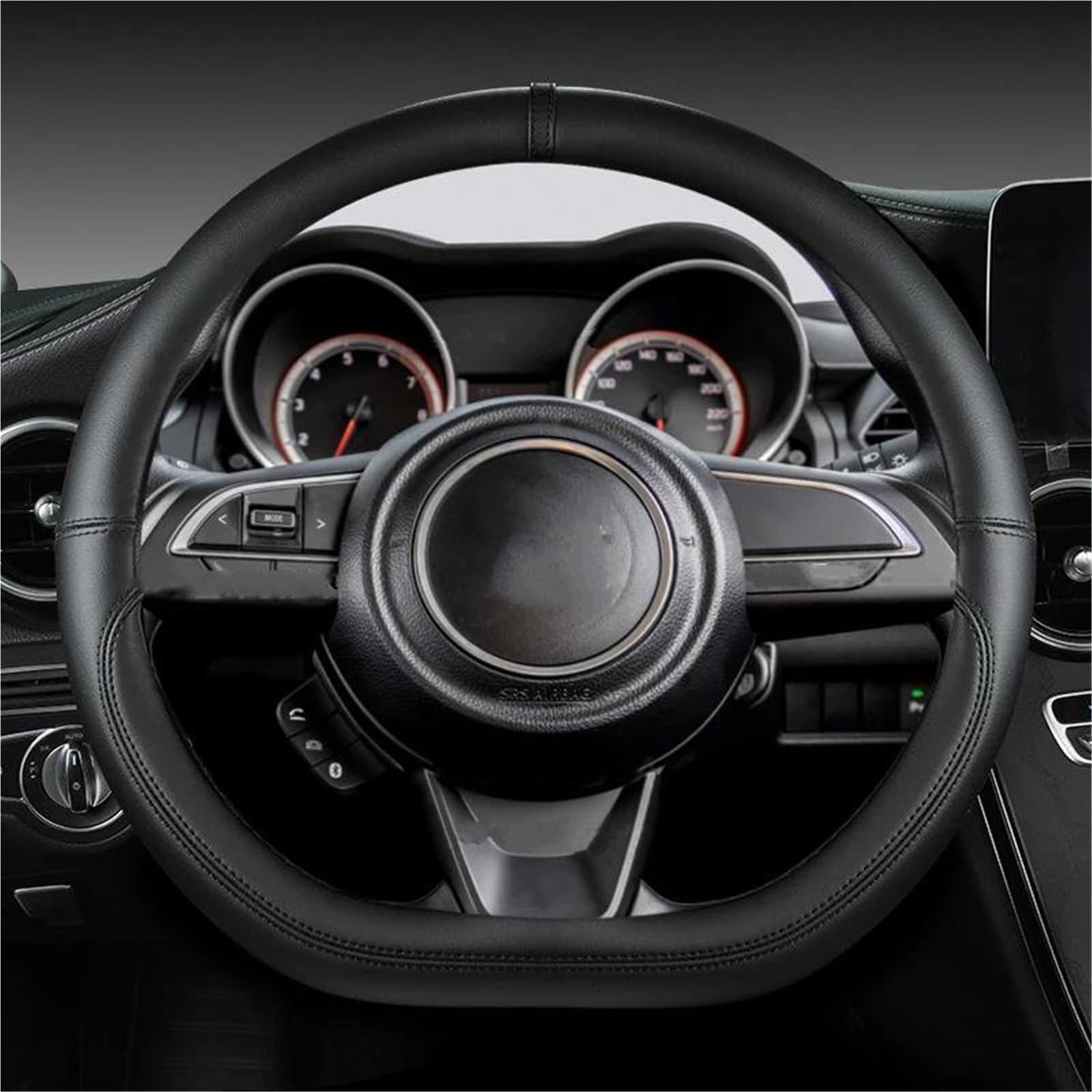 YSQOFD Microfiber Leather D Shape 38cm Car Steering Wheel Cover For Suzuki For Swift 2017-2022 Sport Car Accessories Steering Wheel Cover(Black)