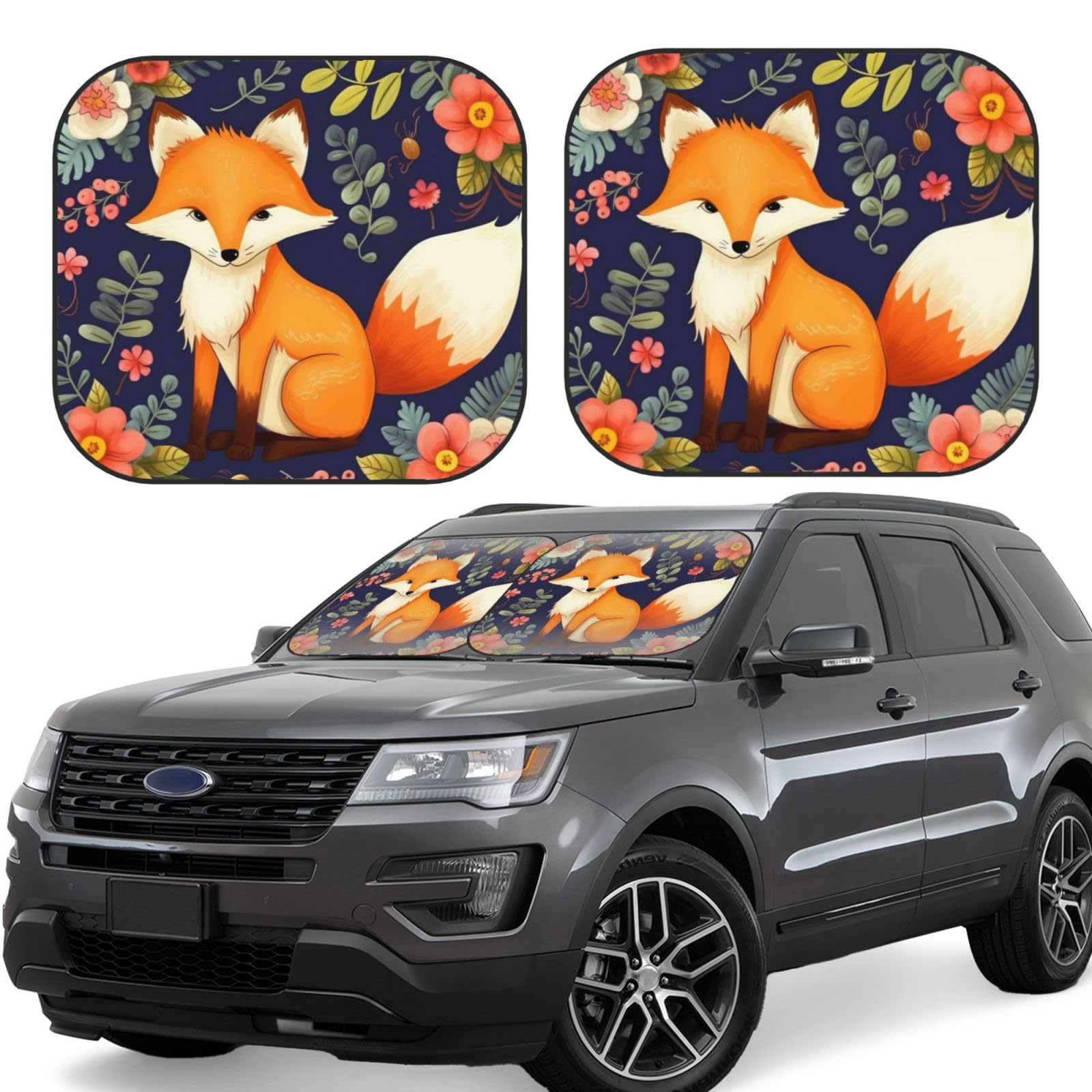 WELLFLYHOM Cute Pet Print Car Window Sun Shades – 4-Pack Side Window Sunshades With Magnets, Blocks UV For Kids & Pets