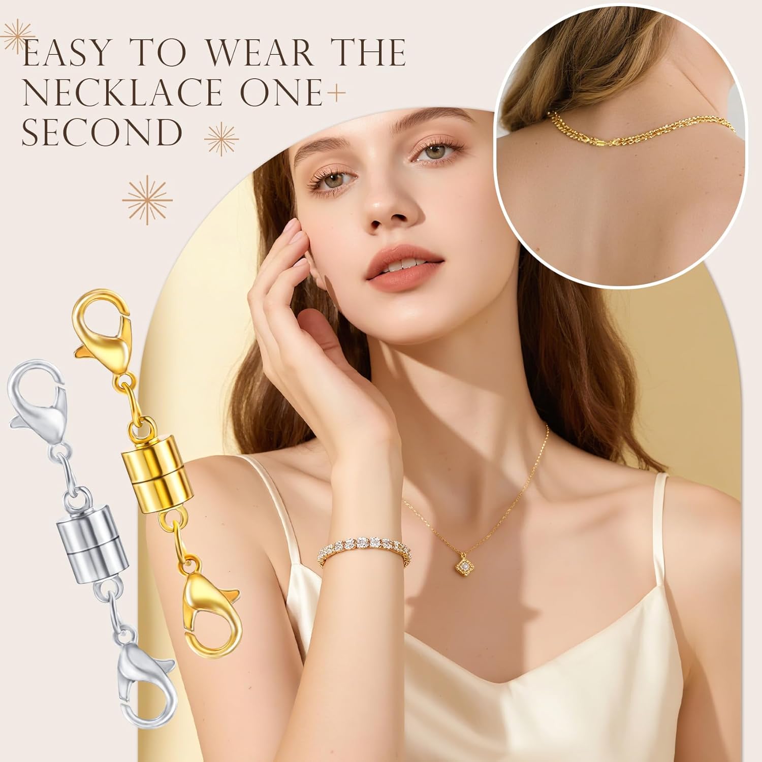 14 Pack Double Magnetic Necklace Clasps and Closures with Lobster Clasp, 18K Gold and Silver Plated Jewelry Clasps Converters, Suitable for Bracelet Necklaces Anklet Chains, Gold&Silver - Image 6