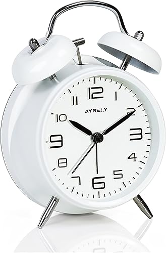 Reloj despertador súper ruidoso para adultos que duermen pesadamente, doble campana, retro, de 4 pulgadas, silencioso, sin tictac, cuarzo con luz de