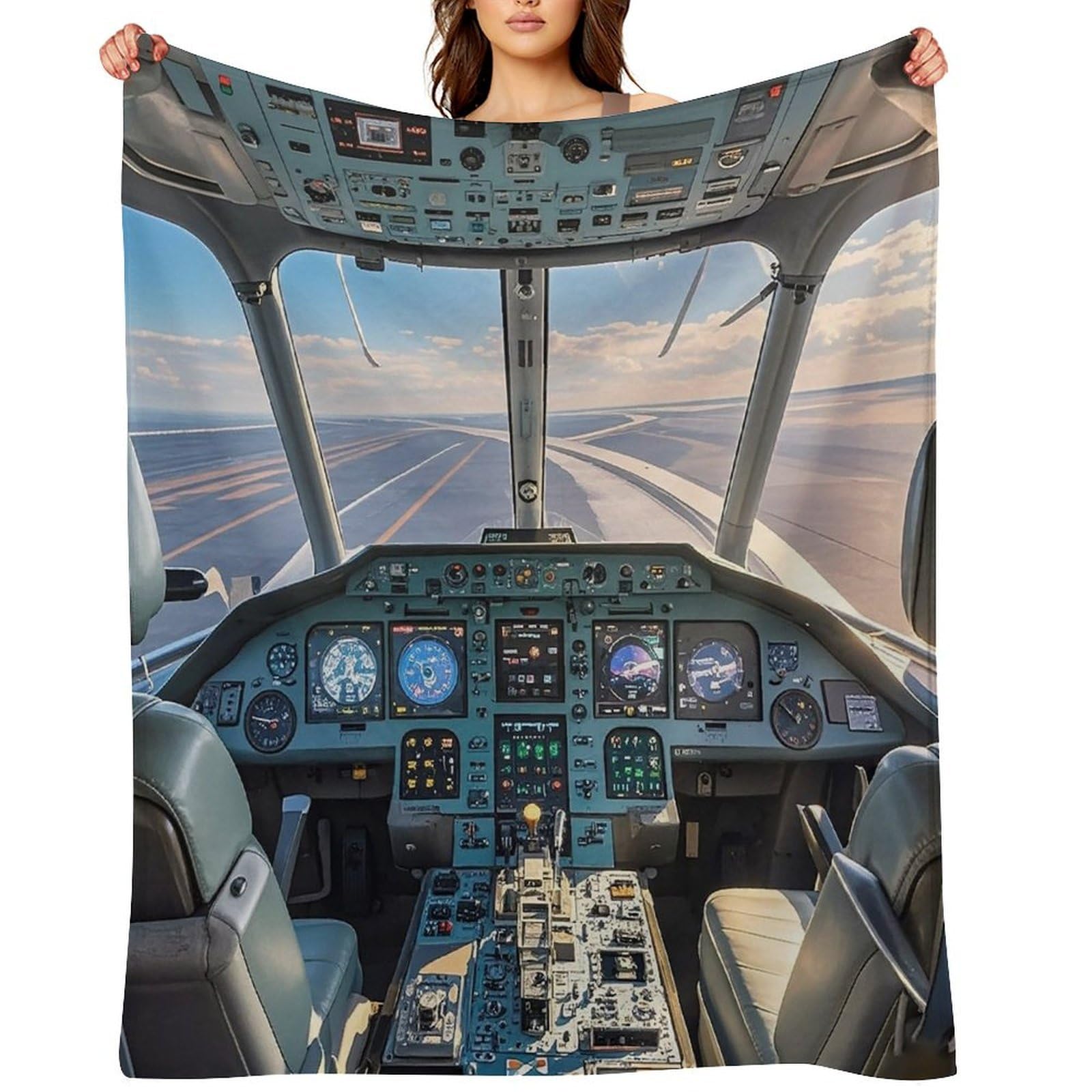 Flannel Fleece Throw Blanket - 30"x40" Super Soft Plush,Lightweight Wrinkle Resistant Cozy Airplane Cockpit Blanket for Couch Sofa Bed Travel Camping and Gift