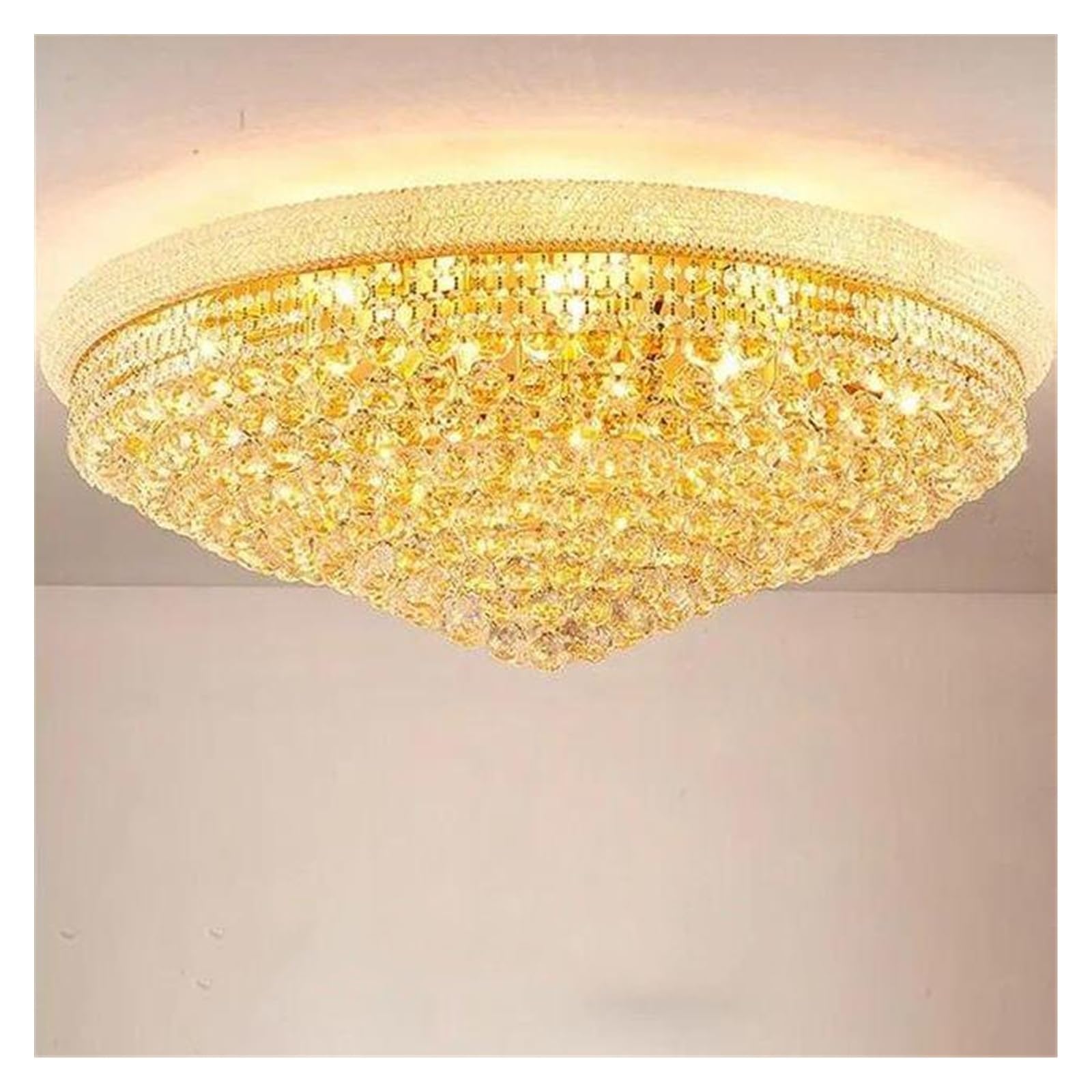 Genérico Lámparas de araña, Lámpara colgante moderna de cristal dorado con luz LED brillante, lámpara techo modesta for restaurante y dormitorio(D96cm)