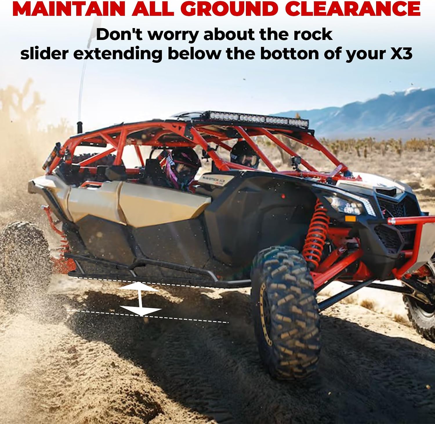 X3 Max Nerf Bars Rock Sliders, Combined Heavy Duty Side Bumper Protector Guard Side Steps Tree Kickers for Can Am Maverick X3 Max 2017-2025 All Models Accessories,Replace #715003730,715003888