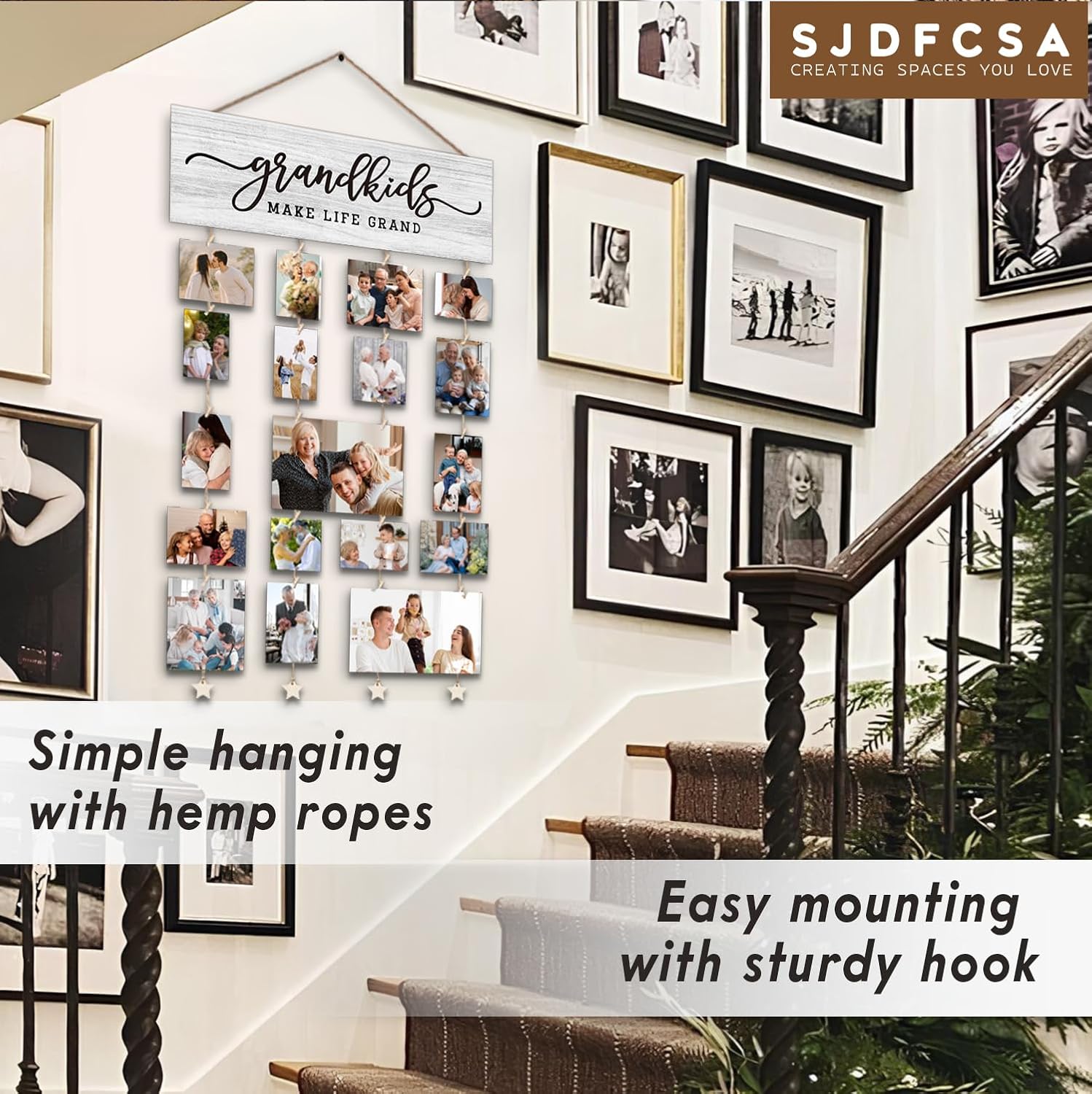 Gifts for Grandparents, Grandkids Picture Frames Gifts for Grandma Nana Grandmother from Granddaughter Grandson, Grandkids Wall Decor, Grandkid Make Life Grand Photo Collage Frame for Wall - Image 4