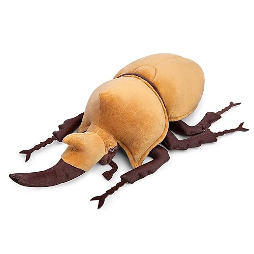ZHONGXIN MADE Realistic Gold Atlas Beetle Plush Toy - 10" Atlas Insect Stuffed Animal, Soft Crustacean Animal Model, Unique Beetle Toy Model Doll Gift for Kids - Gold Stag Beetle