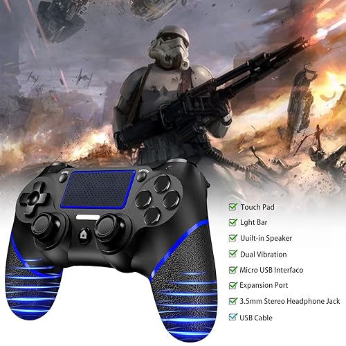 Miniatura 4 de Upgraded Wireless Controller for Ps4 Gamepad Compatible with Ps4/Pro/Slim/Windows PC,Joystick for PS4 with Touchpad/Stereo Headphone Jack/Six-axis