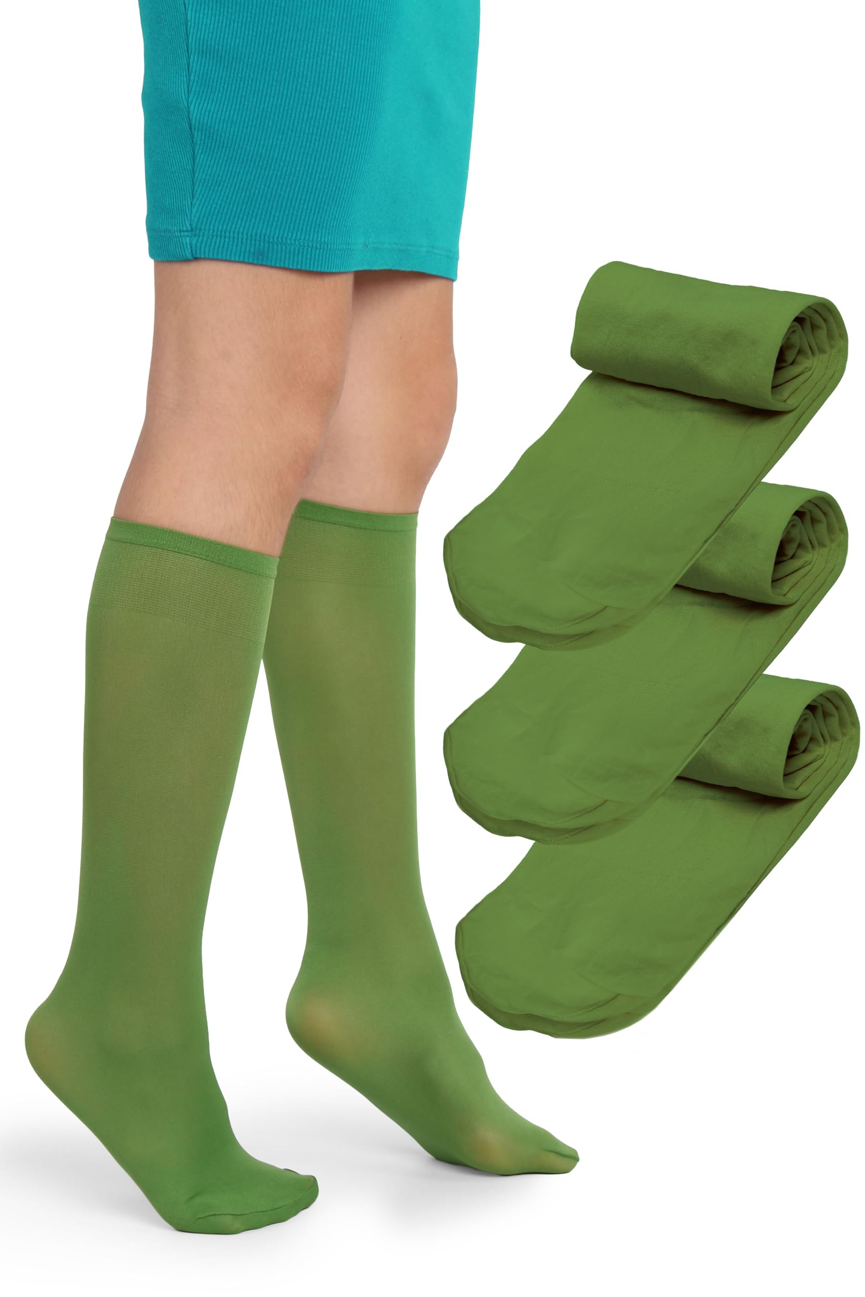 LORES Alma Medias hasta la rodilla para niña 40 DEN blancas, calcetines altos de microfibra opaca, suaves y elásticos con banda confort, ideales para colegio, uniforme y uso diario (talla 24–37) — view 15