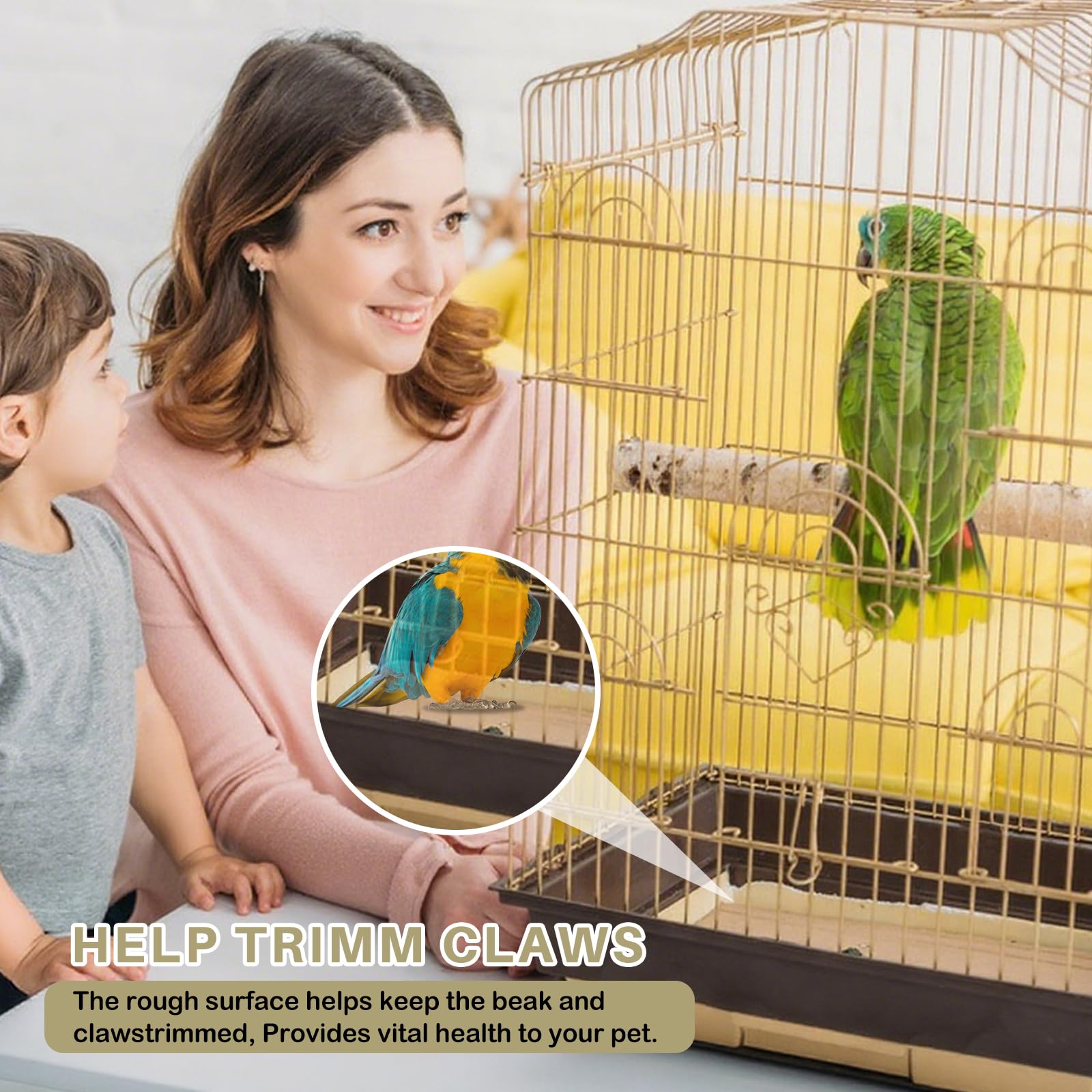 40 Stück Kiespapier für Vogelkäfig, 43 x 28 cm Sandblätter für Vogelkäfige Vogelkäfig-Kies Einfach zu Reinigendes Sandpapier Kalziumpapier für Papageien Sittiche Nymphensittiche Wildvögel