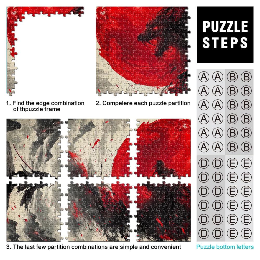 samurai luna rossa giapponese Puzzle da 2000 pezzi per adulti Difficile da completare ma divertente e umoristico offerte come regali per tutta la famiglia 70x100cm