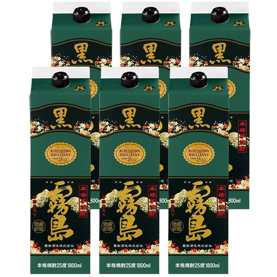 ①　未開封　黒霧島　1800ml×６本　25度　１ケース　焼酎 Amazon.co.jp: 霧島酒造 黒霧島 パック 芋 25度 [ 焼酎 宮崎県